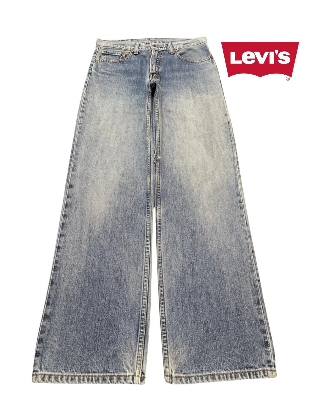 Levi's Vintage 80s Levis 502 Blue Faded Wash Wide Leg Straight Fit Size US 31 - 1 Thumbnail