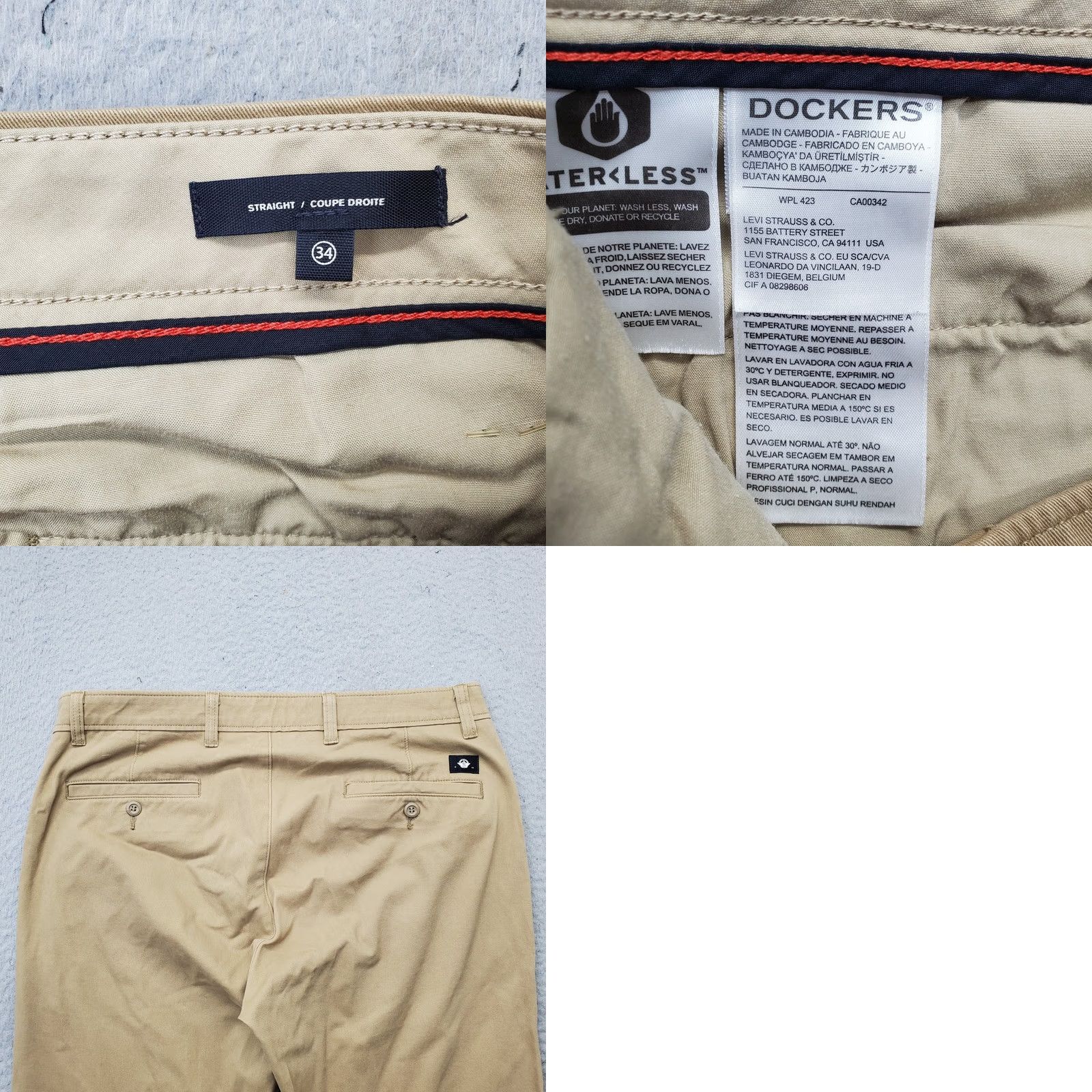 Dockers DOCKERS Mens Chino Pants 34 Tan Smart 360 Flex Comfort Straight Leg Outdoor Apparel Mens Size 34 Tan Chino Casual Outdoor Size US 34 / EU 50 - 8 Thumbnail