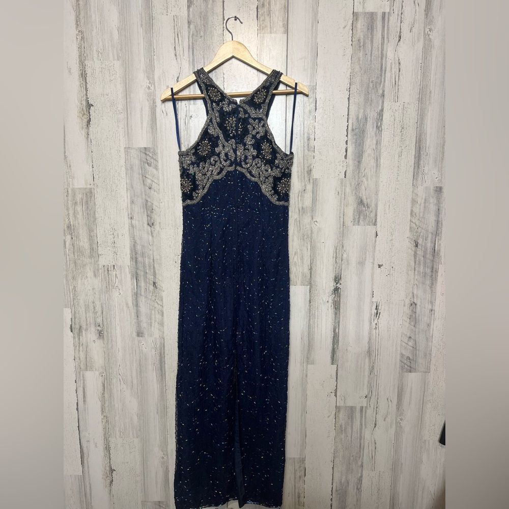 Other Navy Blue Beaded Embellished Maxi Dress Formal Evening Gown Size M / US 6-8 / IT 42-44 - 8 Thumbnail