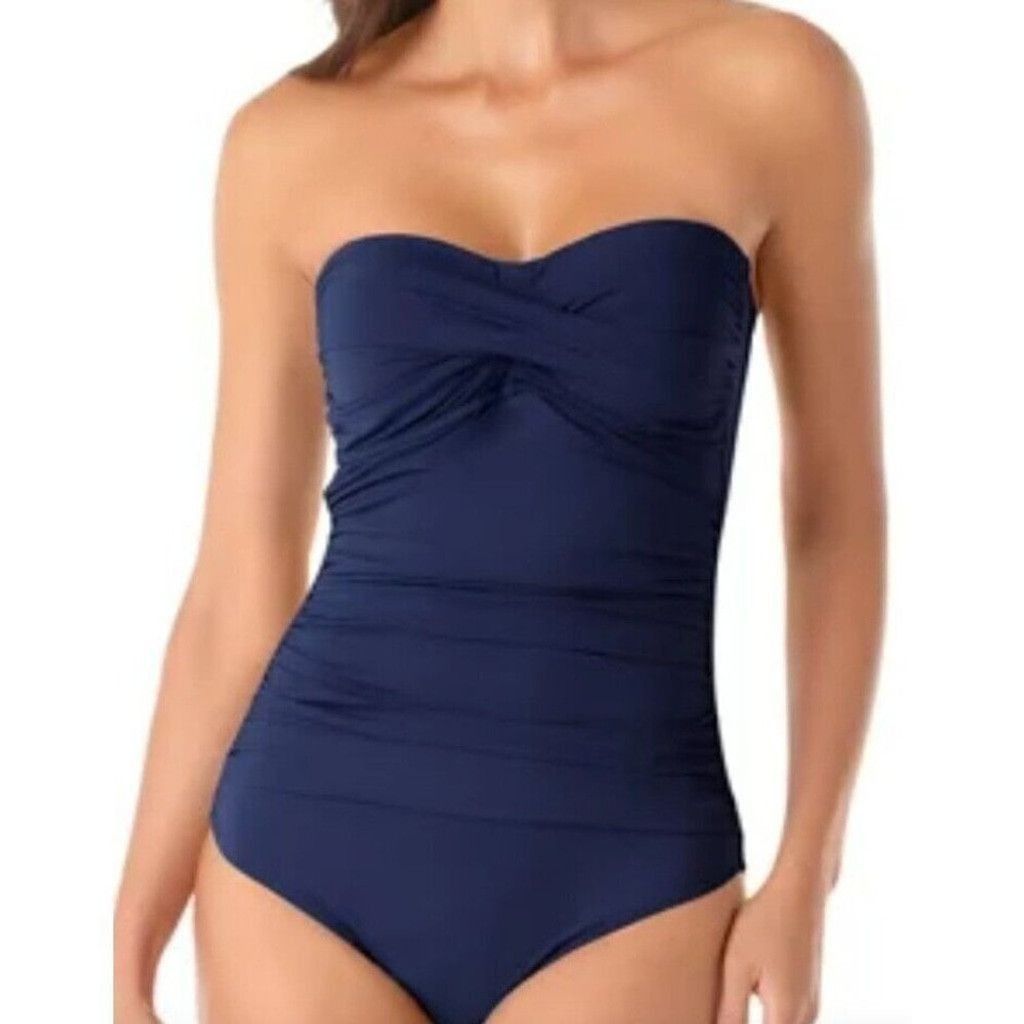 Other ANNE Cole Twist Front Shirred Bandeau One-Piece Size ONE SIZE - 2 Thumbnail