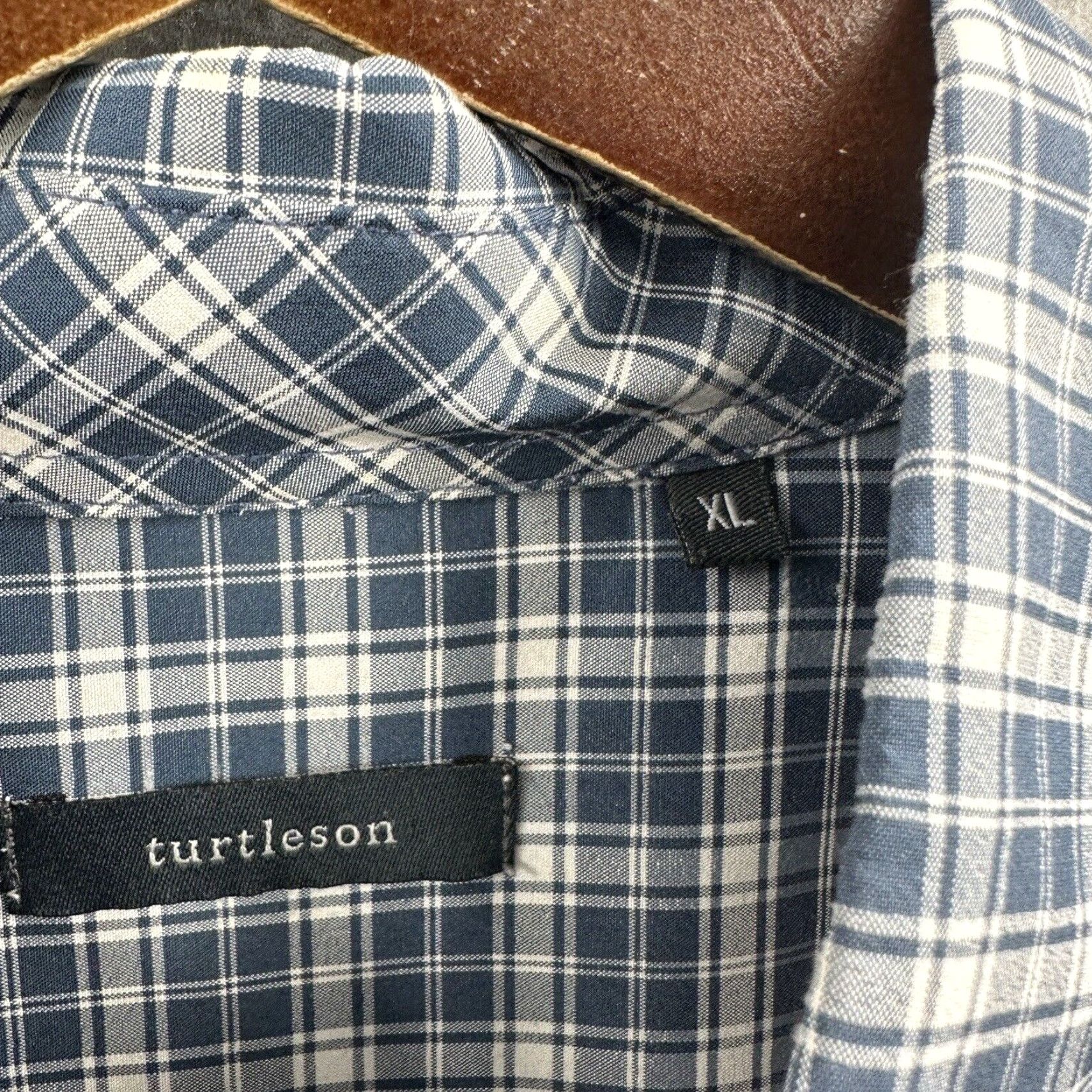 Vintage Turtleson Shirt Mens XL Button-Up Plaid Cotton Casual Collar-Front Blue Modern 90s? Size US XL / EU 56 / 4 - 7 Thumbnail