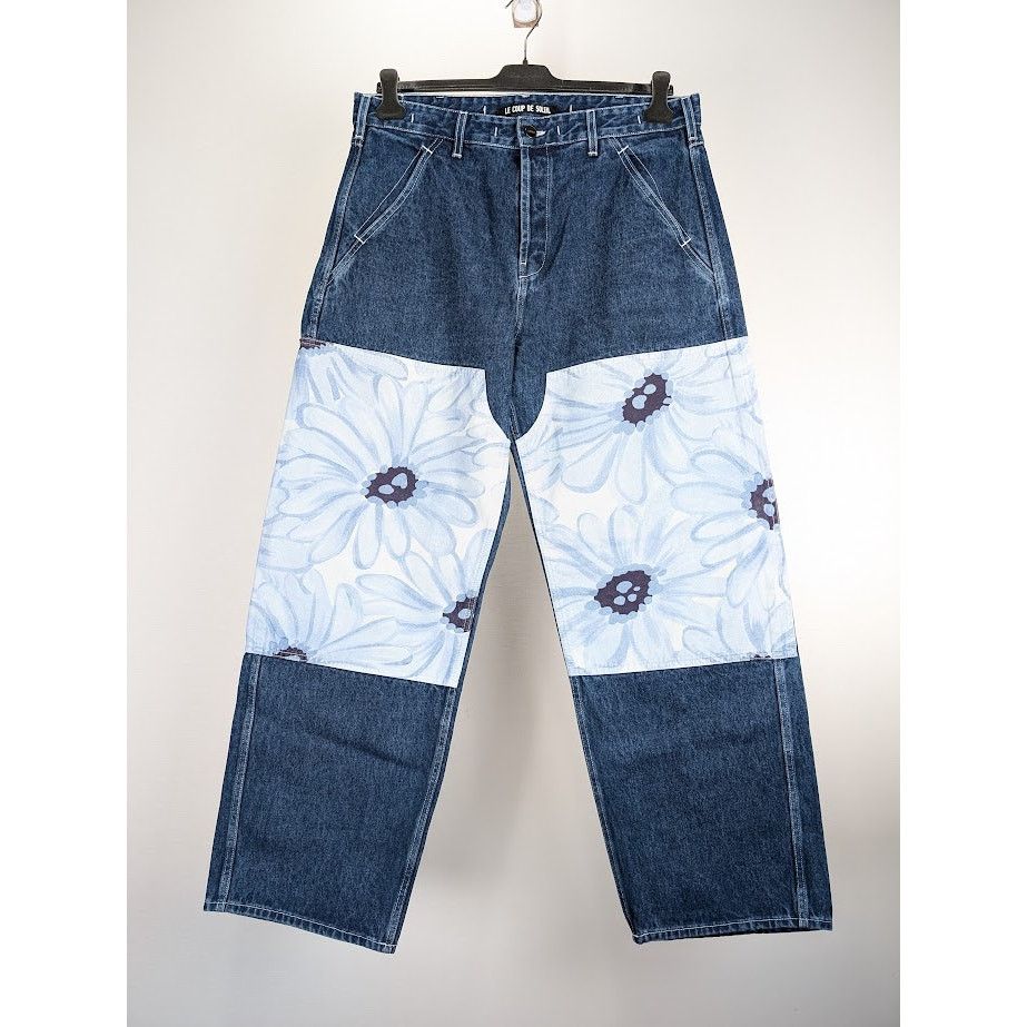 Jacquemus o1rshd1 Le Denim Fleurs in Print Blue Flowers Size US 34 / EU 50 - 1 Thumbnail