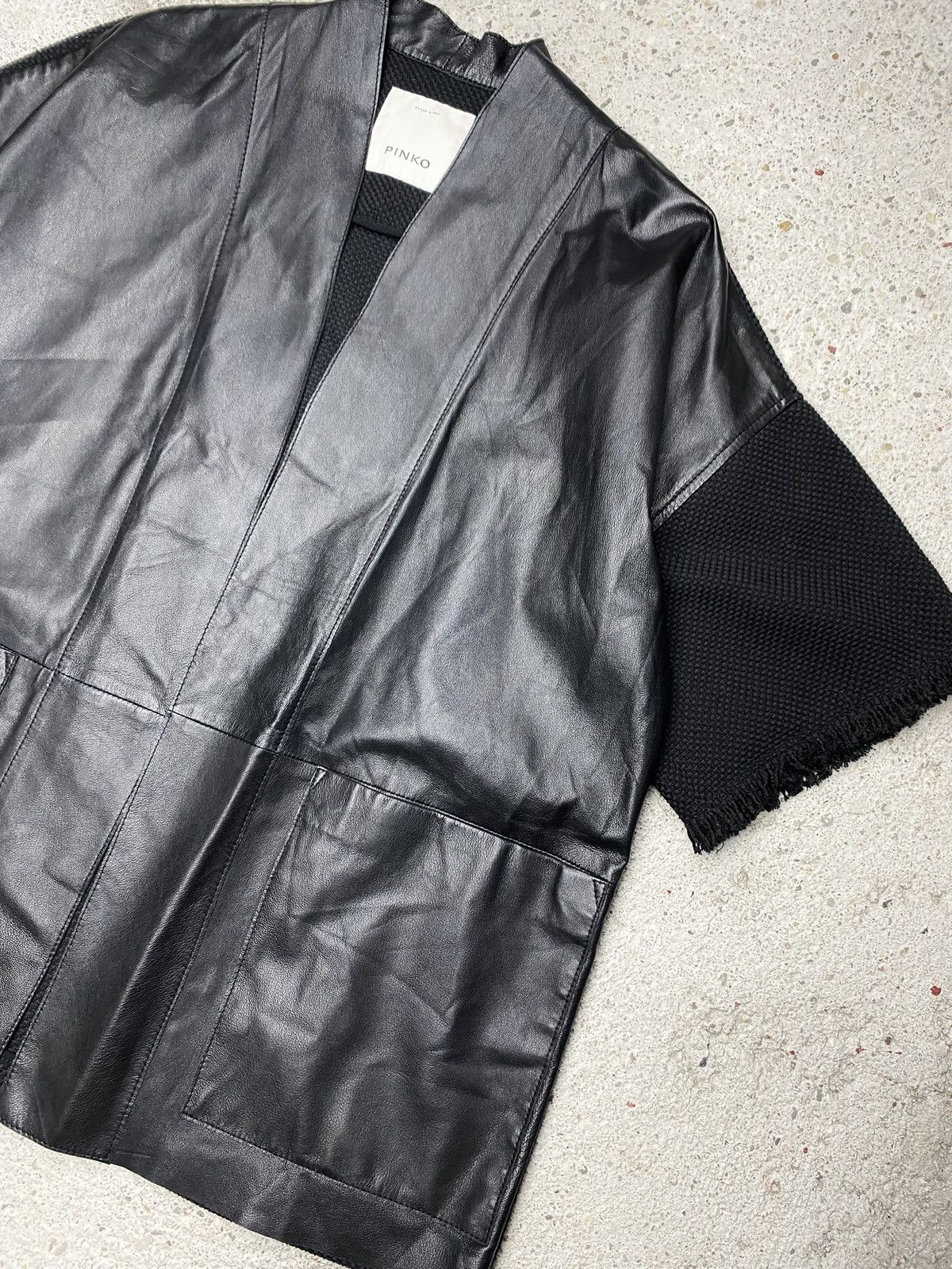 Pinko Pinko kimono lamb leather jacket vest luxury black Size S / US 4 / IT 40 - 7 Thumbnail