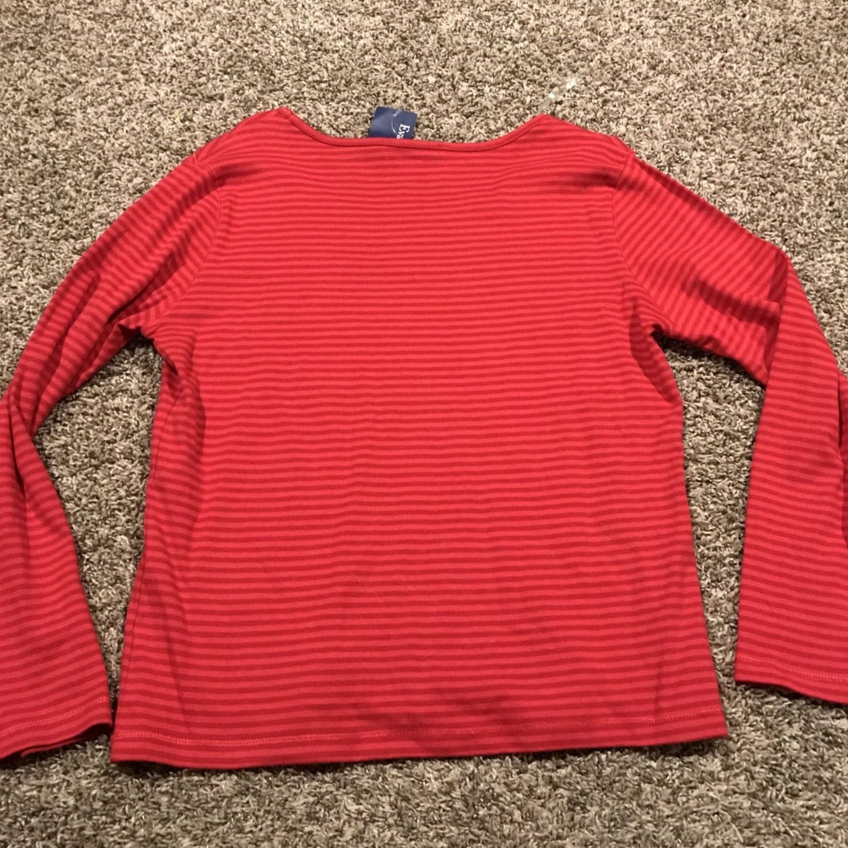 Evan Picone Evan Picone Womens XL Red Striped Sweater Cotton Nwt A24 Size XL / US 12-14 / IT 48-50 - 4 Thumbnail