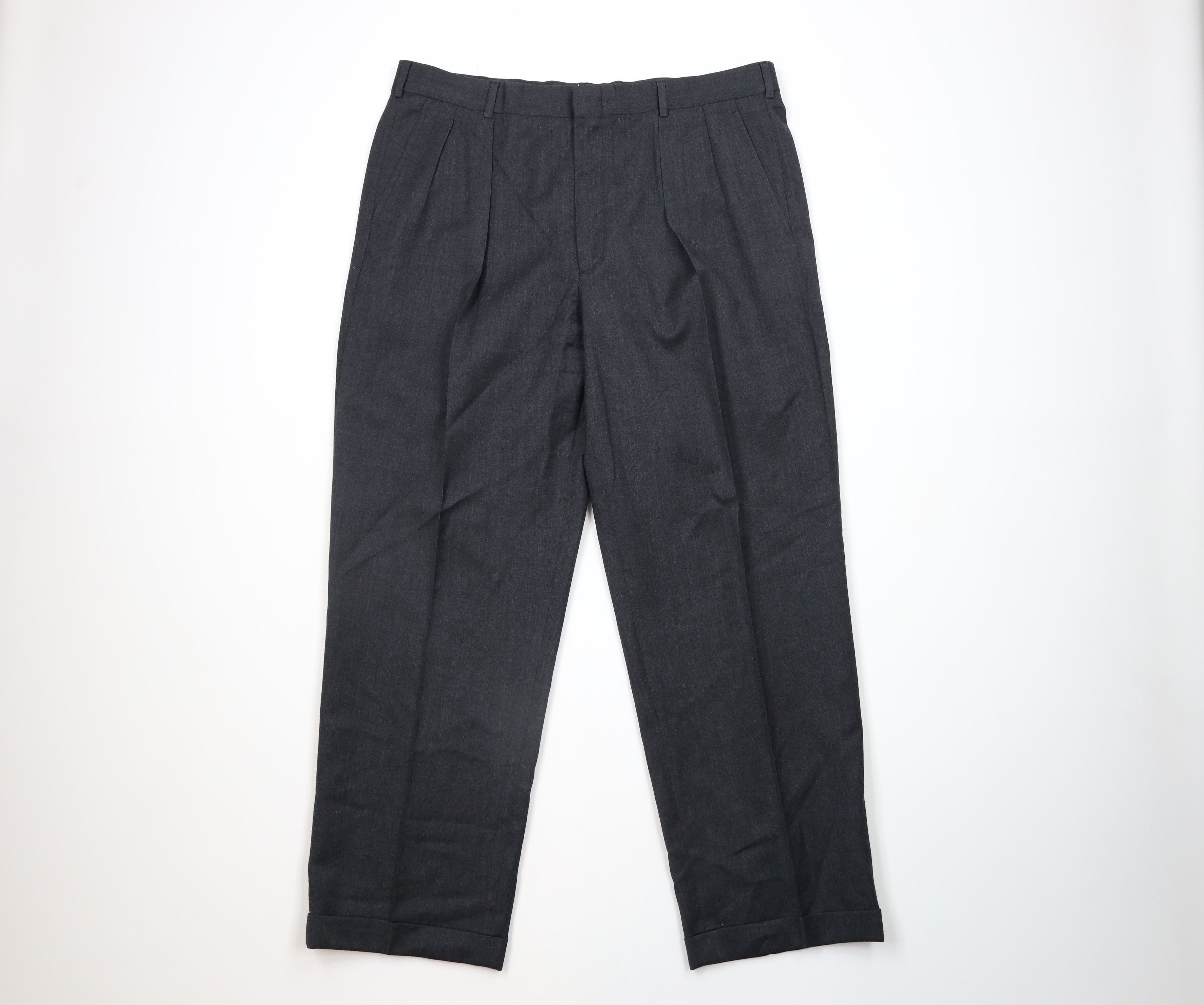 Lands' End × Vintage Vintage 80s Lands End Wool Chino Pants Charcoal Gray USA Size US 38 / EU 54 - 1 Thumbnail