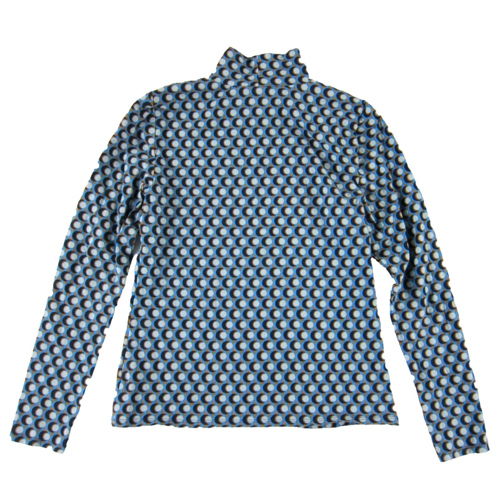 Vintage Maeve Anthropologie Blue Cotton Turtleneck Long Sleeve Polka Dot Medium Women Size M / US 6-8 / IT 42-44 - 2 Thumbnail
