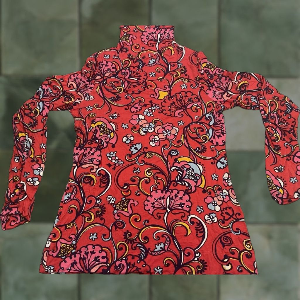 Lilly Pulitzer Lilly Pulitzer Floral Print Shirt Blouse M Multicolor Long Sleeve Mock Neck Womens Size M / US 6-8 / IT 42-44 - 1 Thumbnail