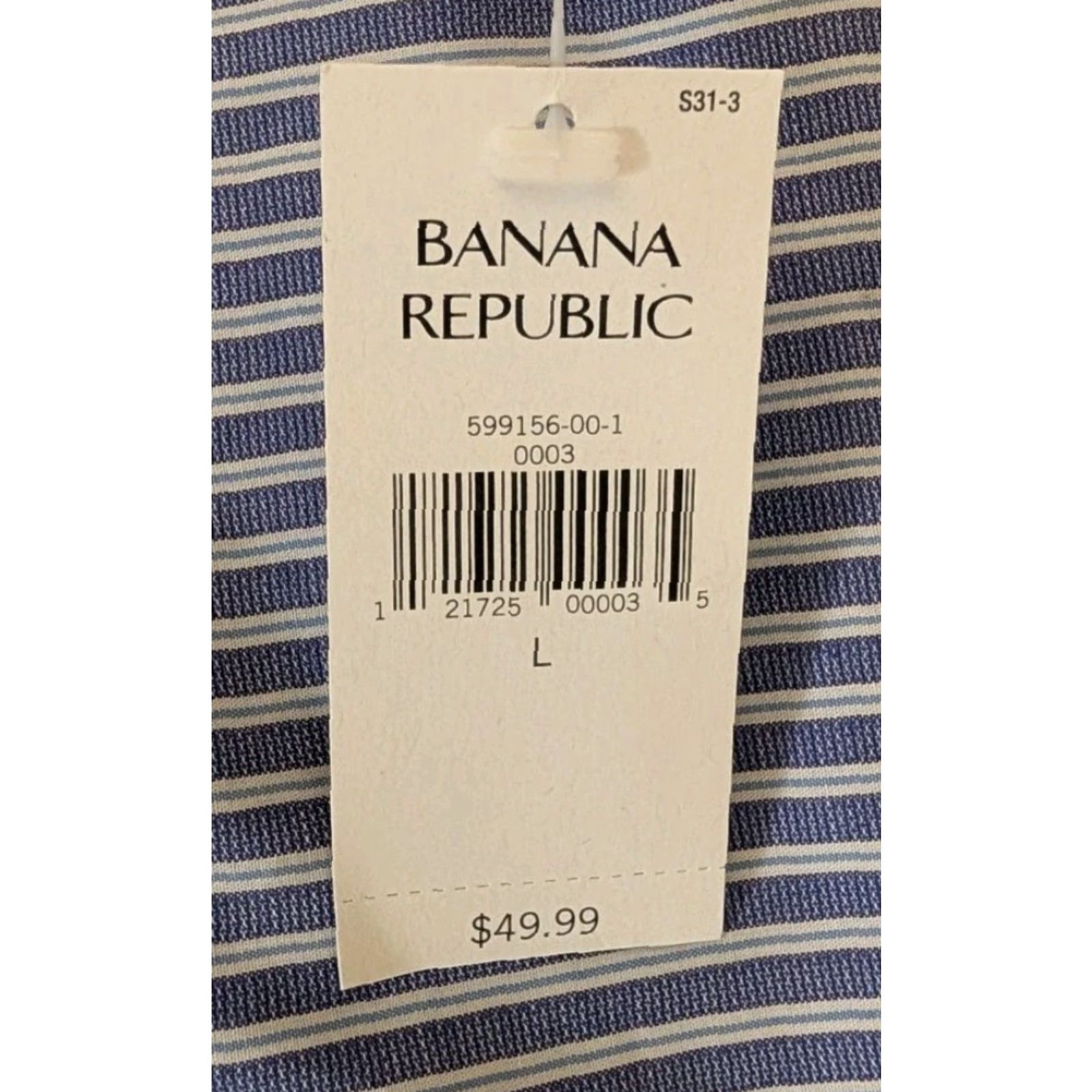 Banana Republic Banana Republic Button-Up Shirt Mens Large Blue Striped Long Sleeve Cotton NWT Size US L / EU 52-54 / 3 - 6 Thumbnail