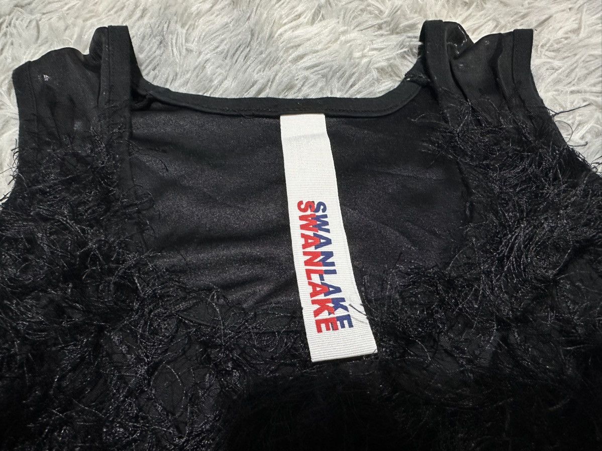 If Six Was Nine 🔥Sick Y2K Swan Lake Black Fur Tank Top Vkel Goth Punk Size US M / EU 48-50 / 2 - 8 Thumbnail