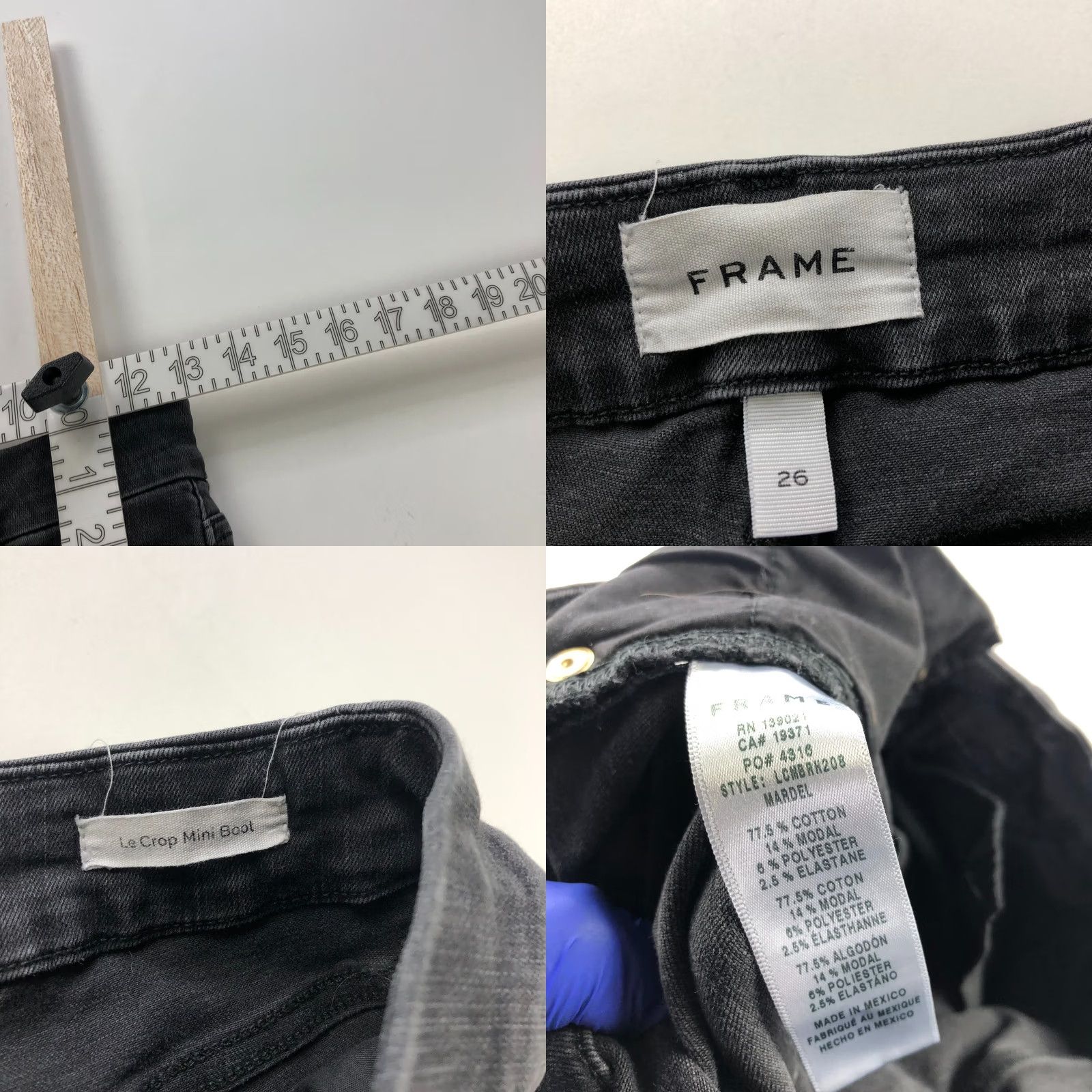 Frame FRAME Jeans Le Crop Mini Boot 26 Black Mid Rise Cut Off (Fits 26W 26L) HRJ Size 26" / US 2 / IT 38 - 8 Thumbnail
