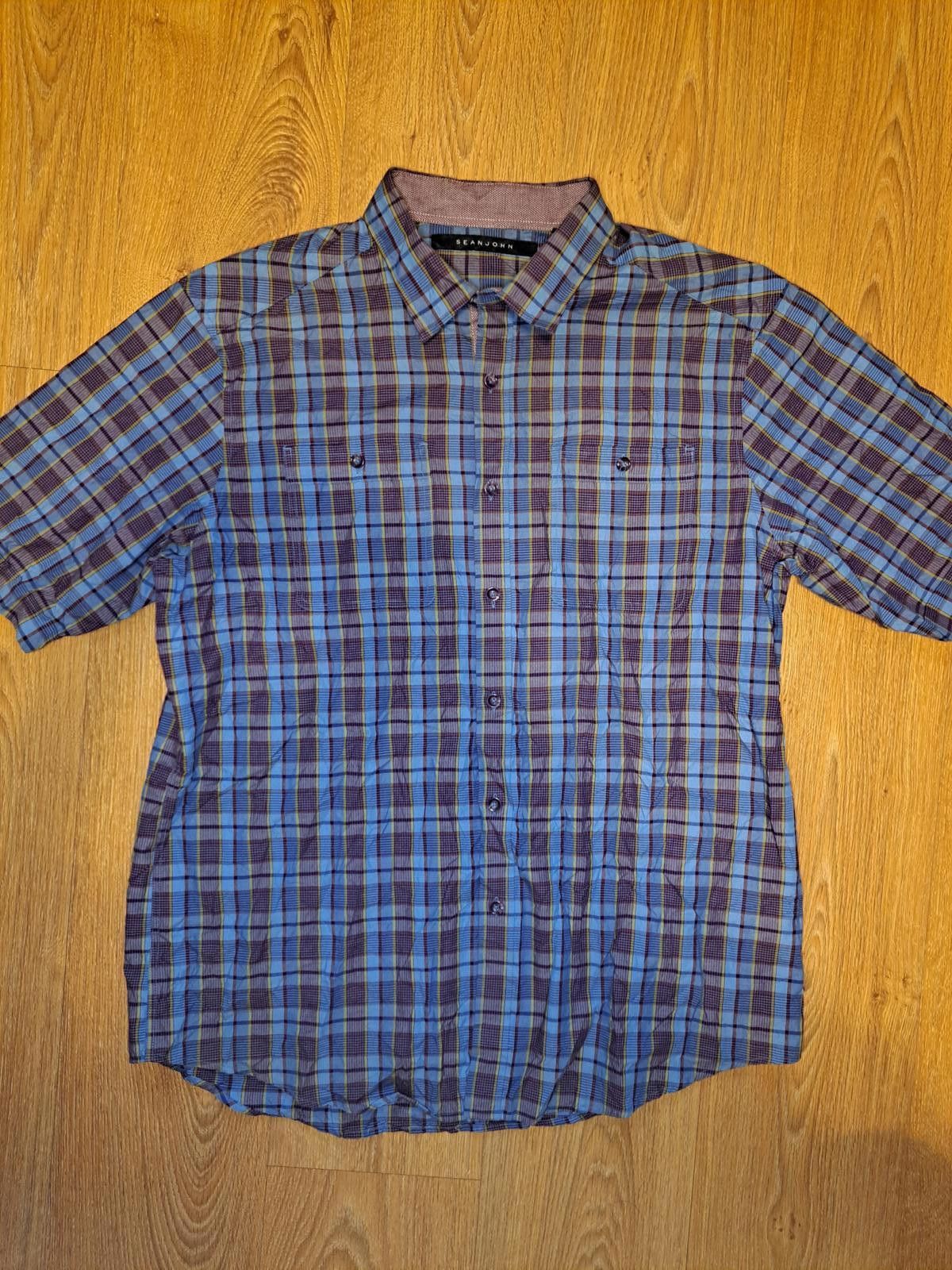 Chemise à Carreaux Sean John Pour Homme - Taille XL - Noir Et Jaune - Manches Longues - Occasion
