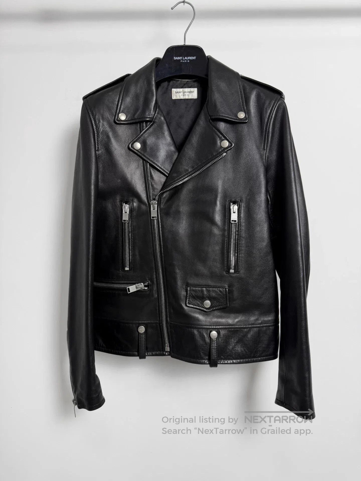 Saint Laurent Paris Black Leather Biker Jacket. Size US M / EU 48-50 / 2 - 1 Thumbnail