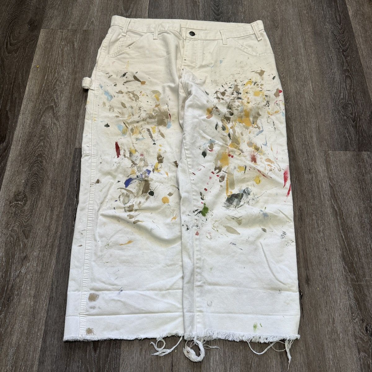 Dickies × Japanese Brand × Vintage Crazy Vintage y2k Dickies painted and worn wide leg pants Size US 36 / EU 52 - 1 Thumbnail