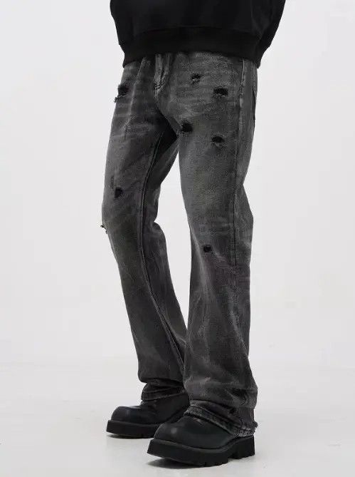 VIBE Street black men's straight retro casual washed ripped jeans Size US 32 / EU 48 - 2 Thumbnail