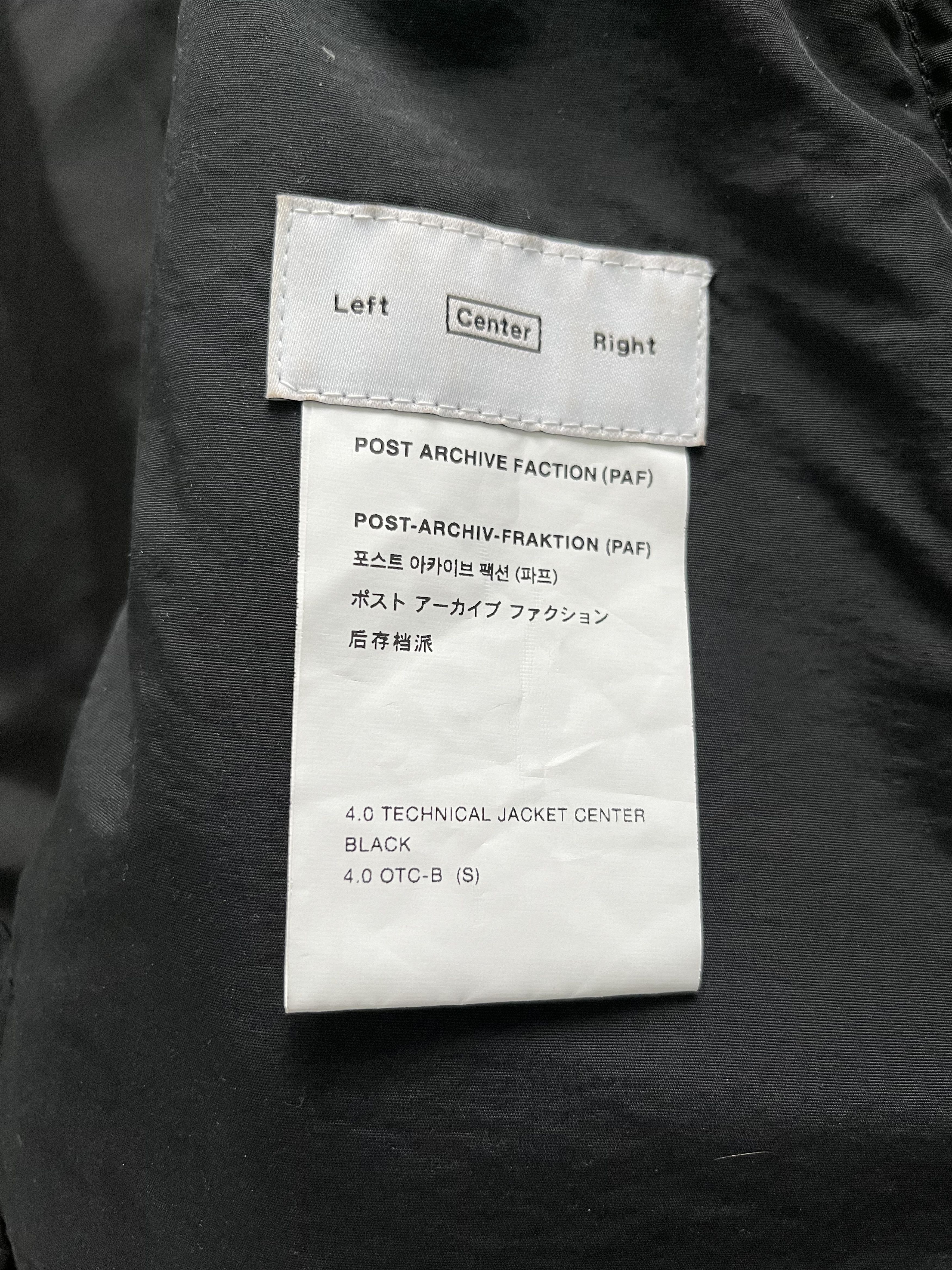 POST ARCHIVE FACTION (PAF) 4.0 Technical Jacket Center Size US S / EU 44-46 / 1 - 3 Thumbnail