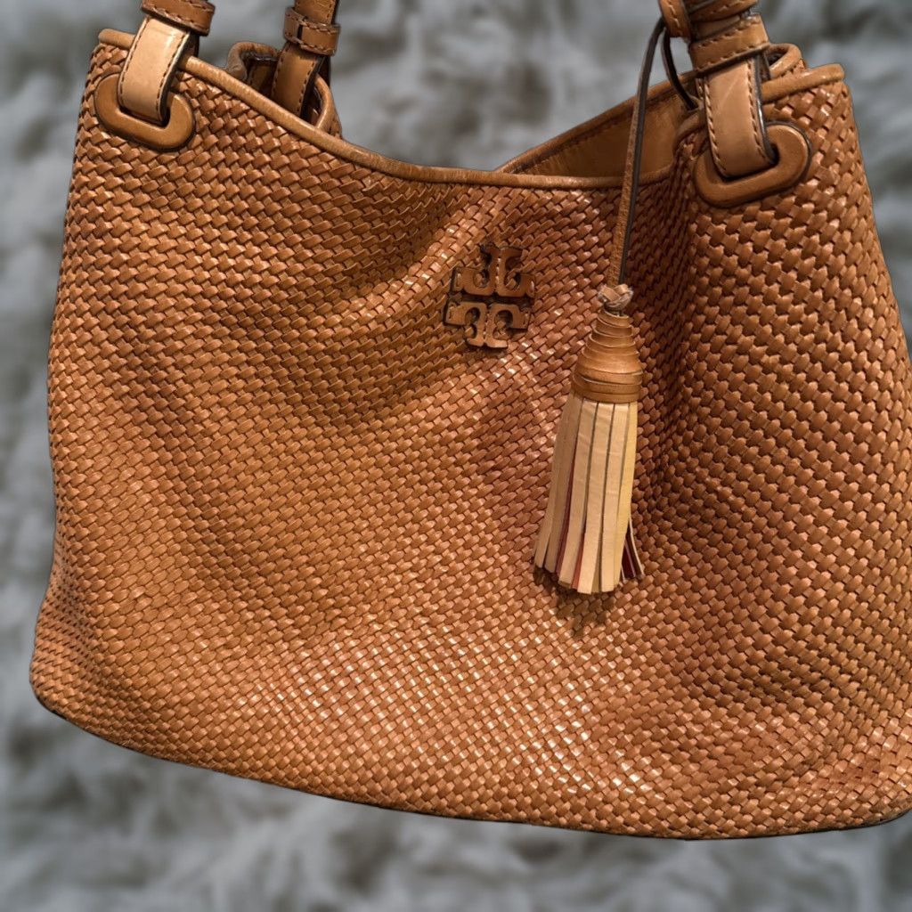 Tory Burch Tory Burch Tote Women Woven Leather Handbag Tan Brown Thea Classic Size ONE SIZE - 1 Thumbnail