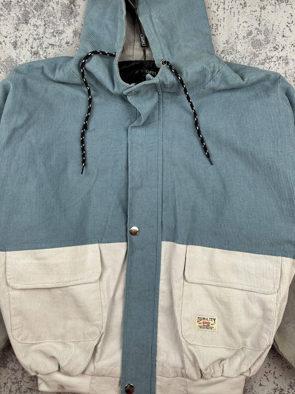 Japanese Brand Y2K Rasta Zaful Colorblock Corduroy Hooded Jacket Size US L / EU 52-54 / 3 - 10 Thumbnail