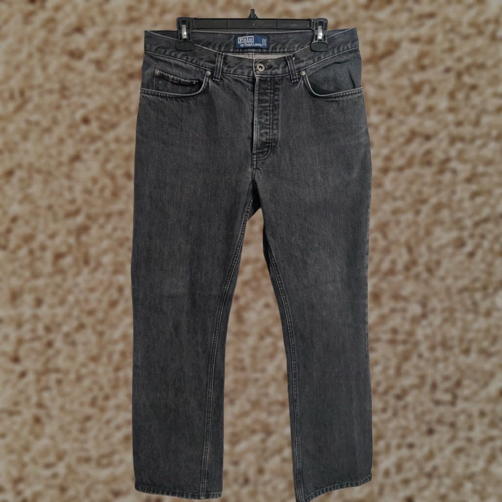 Polo Ralph Lauren VINTAGE Polo Ralph Lauren Button Fly Distressed Black Denim Jeans - Men's 33x32 Denim Jeans Size US S / EU 44-46 / 1 - 1 Thumbnail