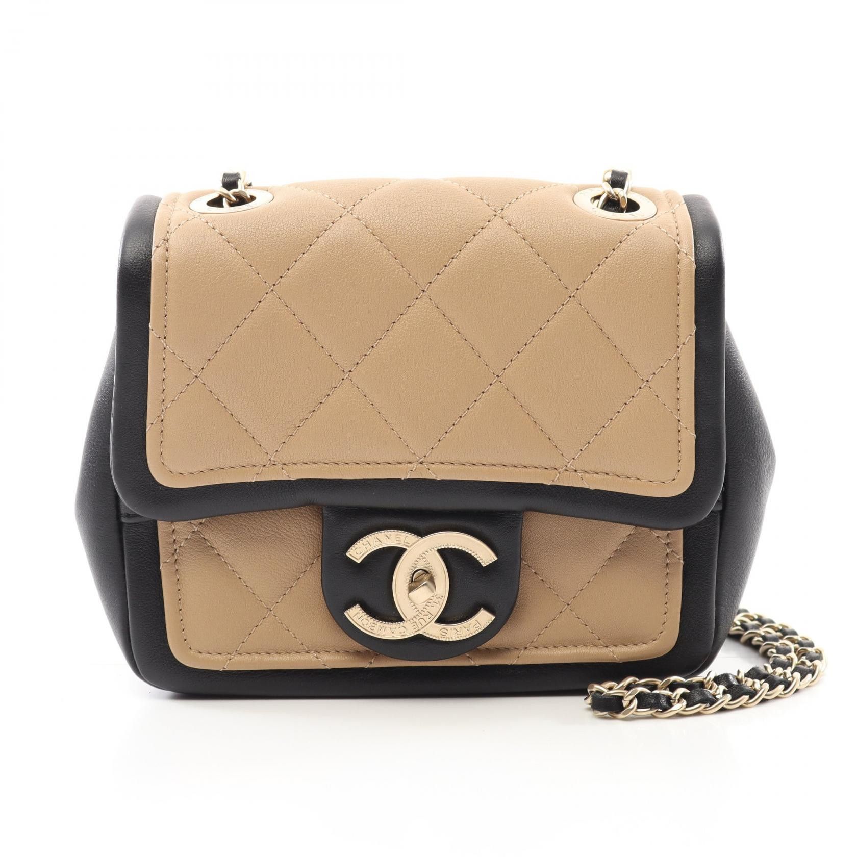 Chanel Chanel Leather Mini Matelasse Shoulder Bag A92210 Leather Shoulder Bag A92210 in Beige, Women's