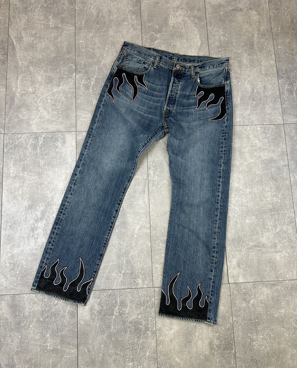 Vintage Vintage Levi’s Hand Made Fire Pants Denim Jeans Size US 34 / EU 50 - 1 Thumbnail