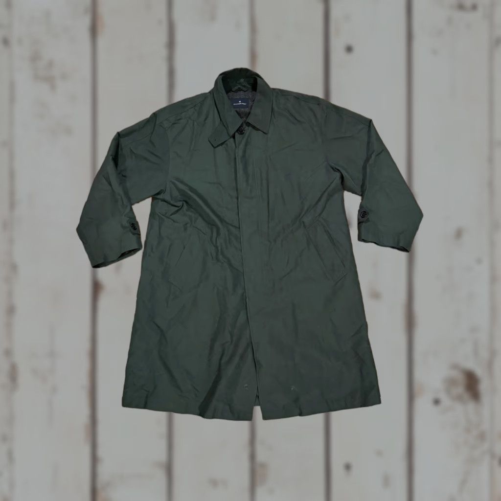 VINTAGE Ermenegildo Zegna Men’s Trench Coat Jacket 1 Green Small Regular Size Italy Waterproof