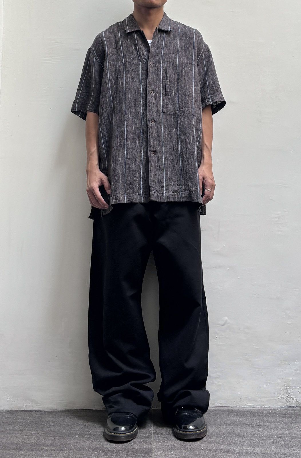 Issey Miyake FREE TAX! 90s Linen Relaxed Striped Shirt Size US L / EU 52-54 / 3 - 1 Thumbnail