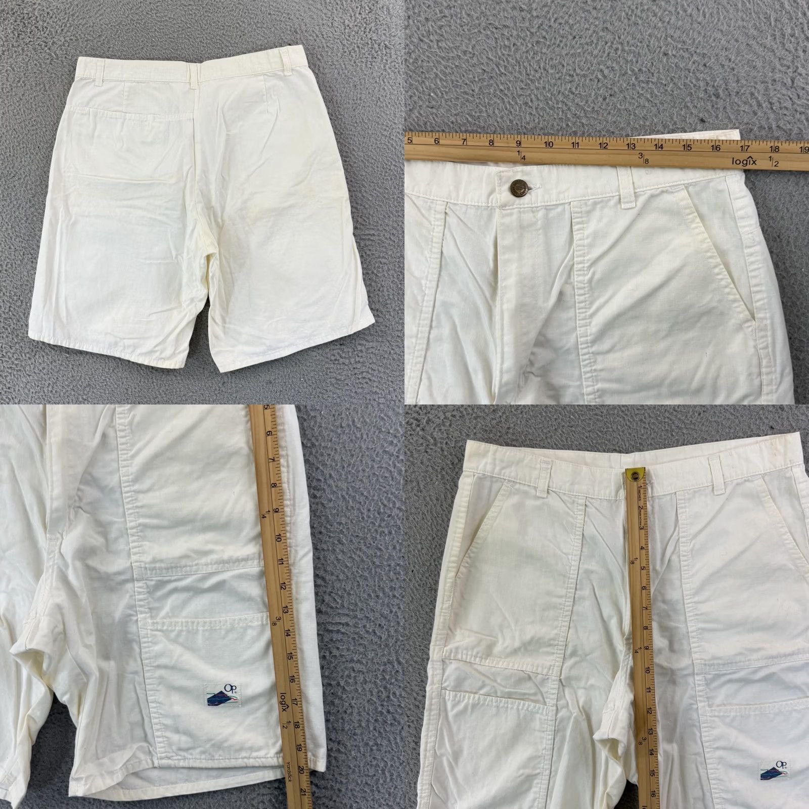 Ocean Pacific VINTAGE Ocean Pacific Shorts Mens 34 White Beach 80s Khaki Surf Skate Outdoor 9" Pants Chino Pockets 5-Pocket Design Cotton White 80s Mens Size US 34 / EU 50 - 8 Thumbnail