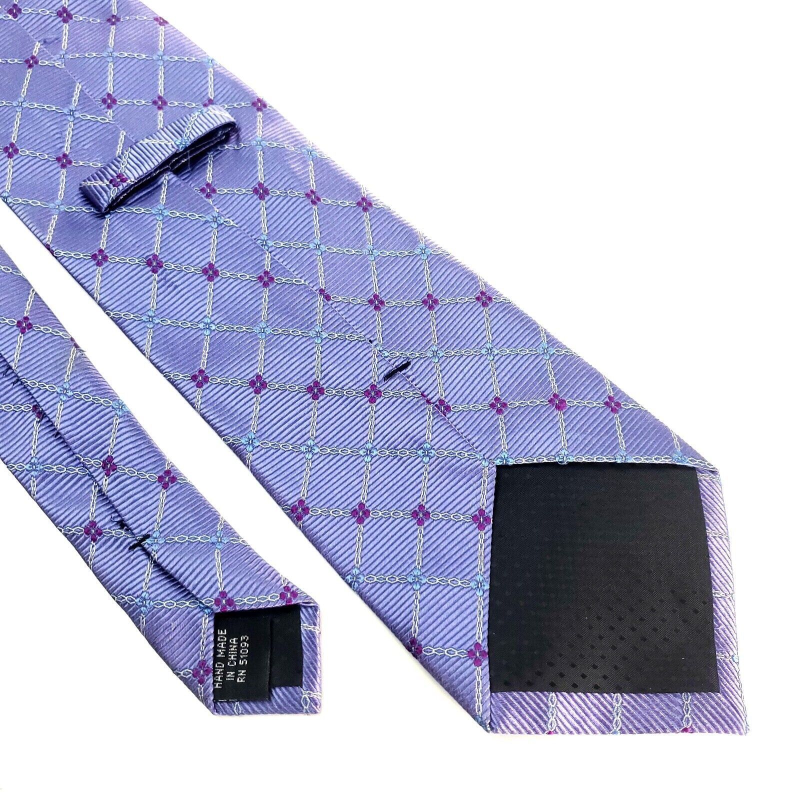 George George Silk Tie Purple Woven Wide Size ONE SIZE - 5 Thumbnail