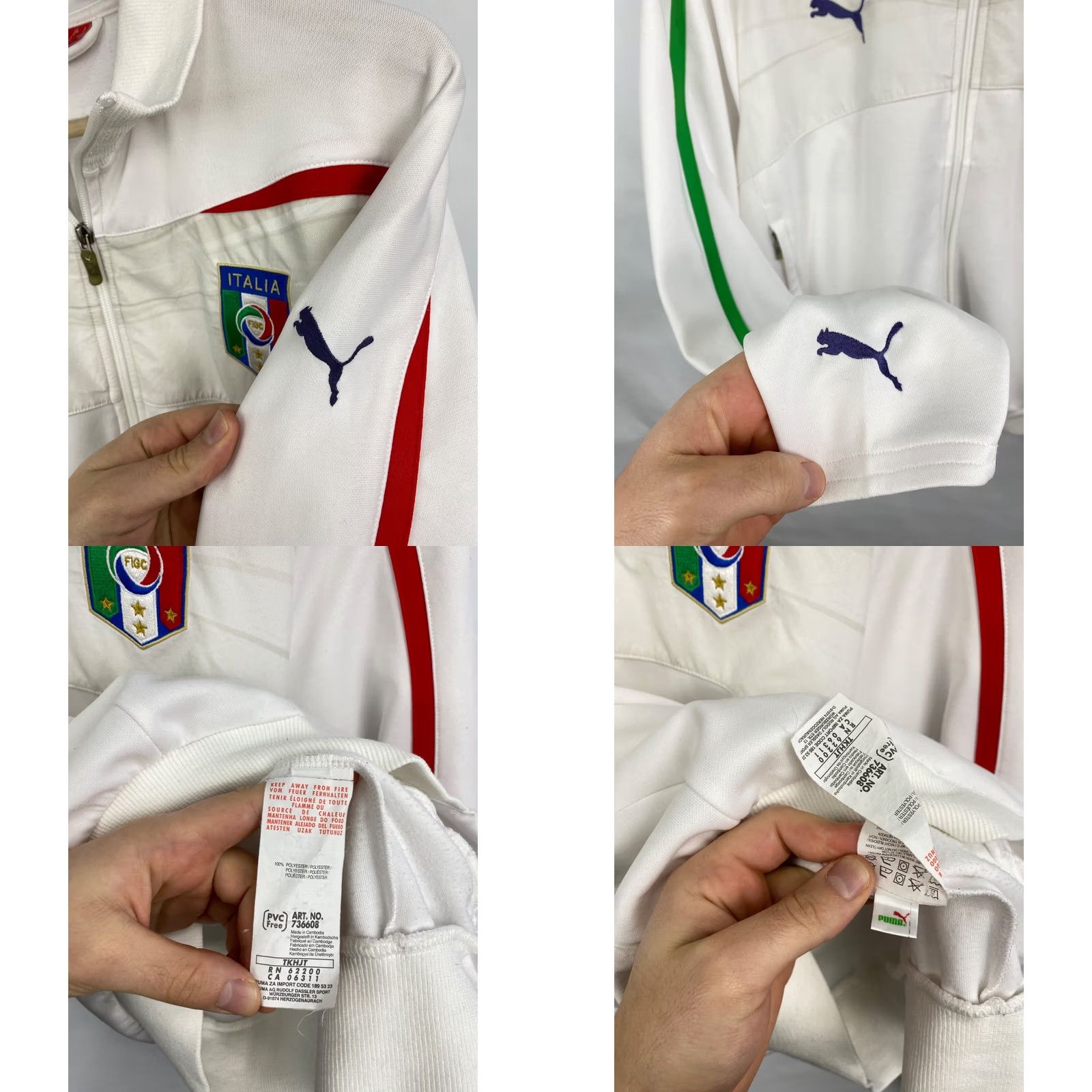 Puma VINTAGE Puma Italy Soccer Jersey Zip Hoodie Retro White L M/L Mens Hoodie Size US L / EU 52-54 / 3 - 8 Thumbnail