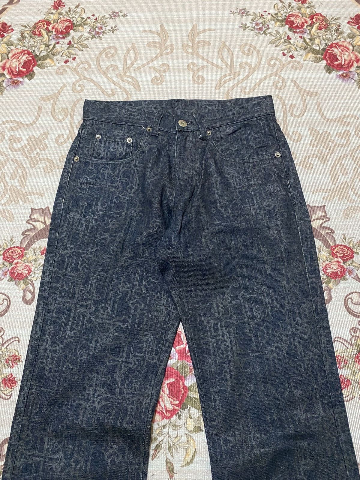 If Six Was Nine Rare Custom Culture Crossover Over Print Punk Style Denim Size US 27 - 3 Thumbnail