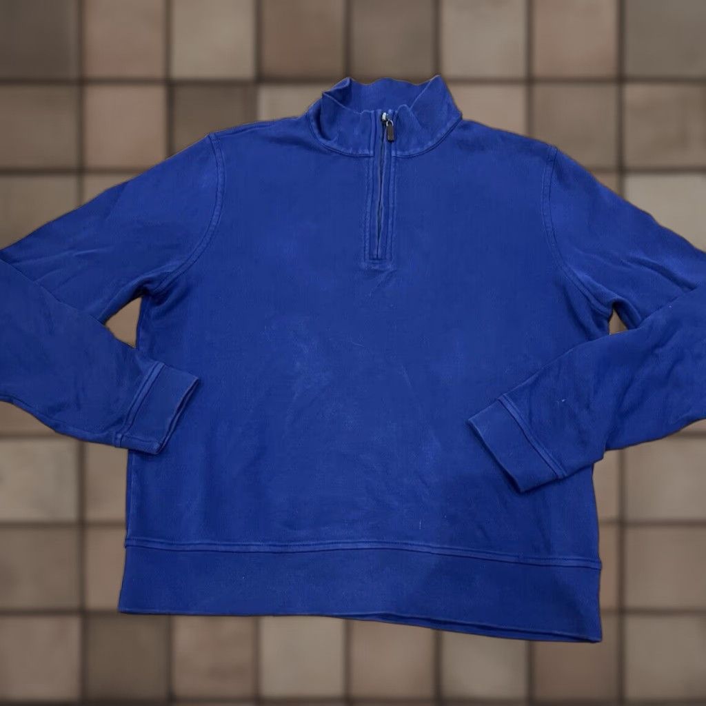 Robert Talbott Robert Talbott Carmel Collection Blue Pima Cotton Quarter Zip Pullover Size M Size US M / EU 48-50 / 2 - 1 Thumbnail