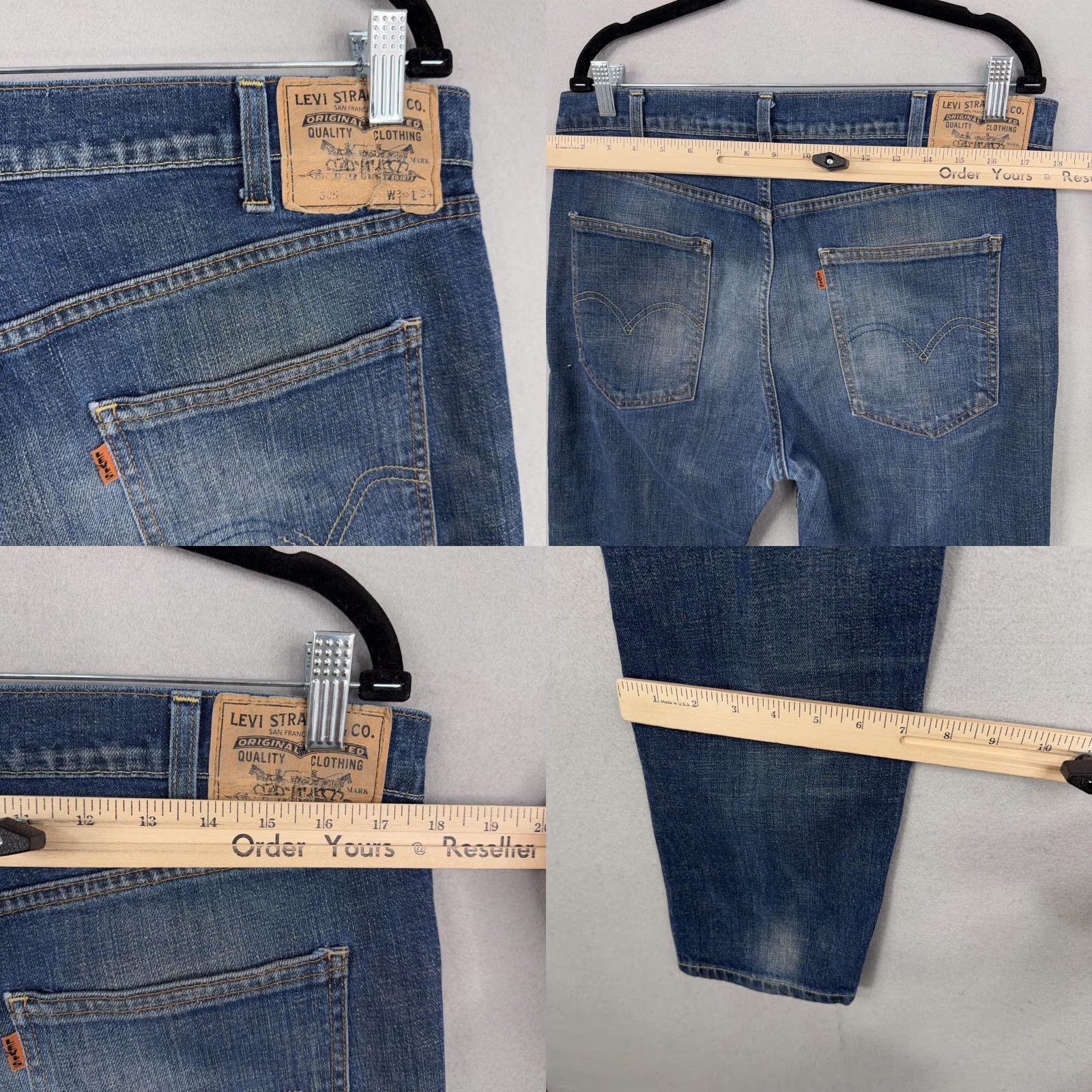 Levi's Levi's Jeans Mens 36x34 Blue Distressed Paint Splatter 605 Slim Straight Denim 90s Grunge Jeans Mens Size US 36 / EU 52 - 8 Thumbnail