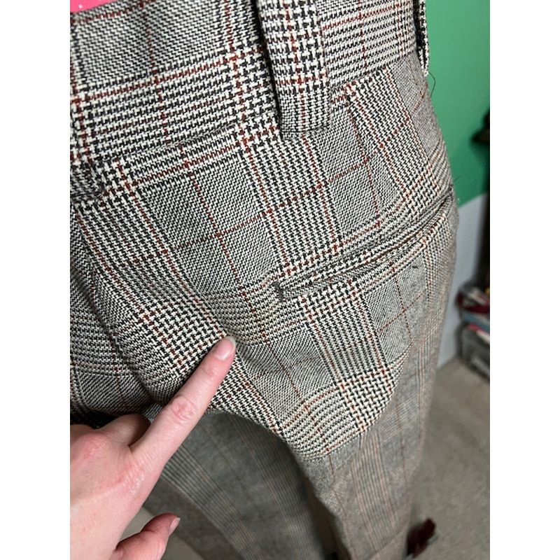Vintage suit plaid black white brown 1980s Size 44R - 10 Thumbnail