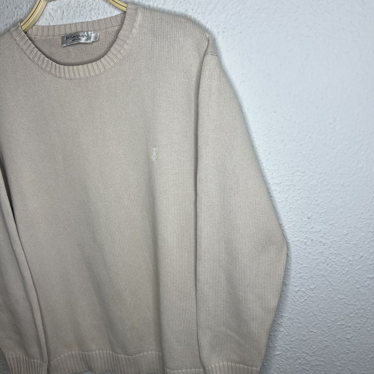 Designer × Yves Saint Laurent Yves Saint Laurent YSL Jumper Sweater Knitwear Beige Size US L / EU 52-54 / 3 - 3 Thumbnail