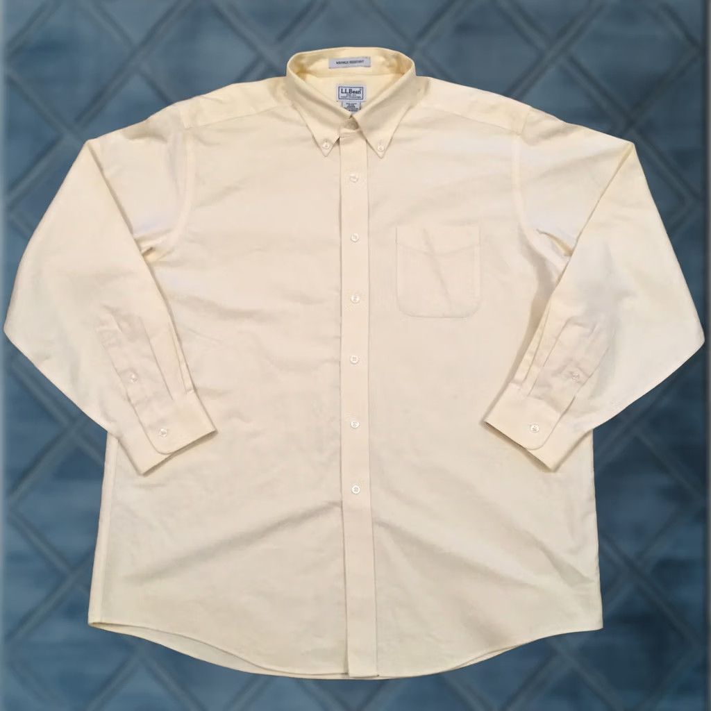Vintage LL Bean Shirt Mens 17 Yellow Long Sleeve Button-Down Collared Wrinkle Resistant Button-Up Shirt Size US XL / EU 56 / 4 - 1 Thumbnail