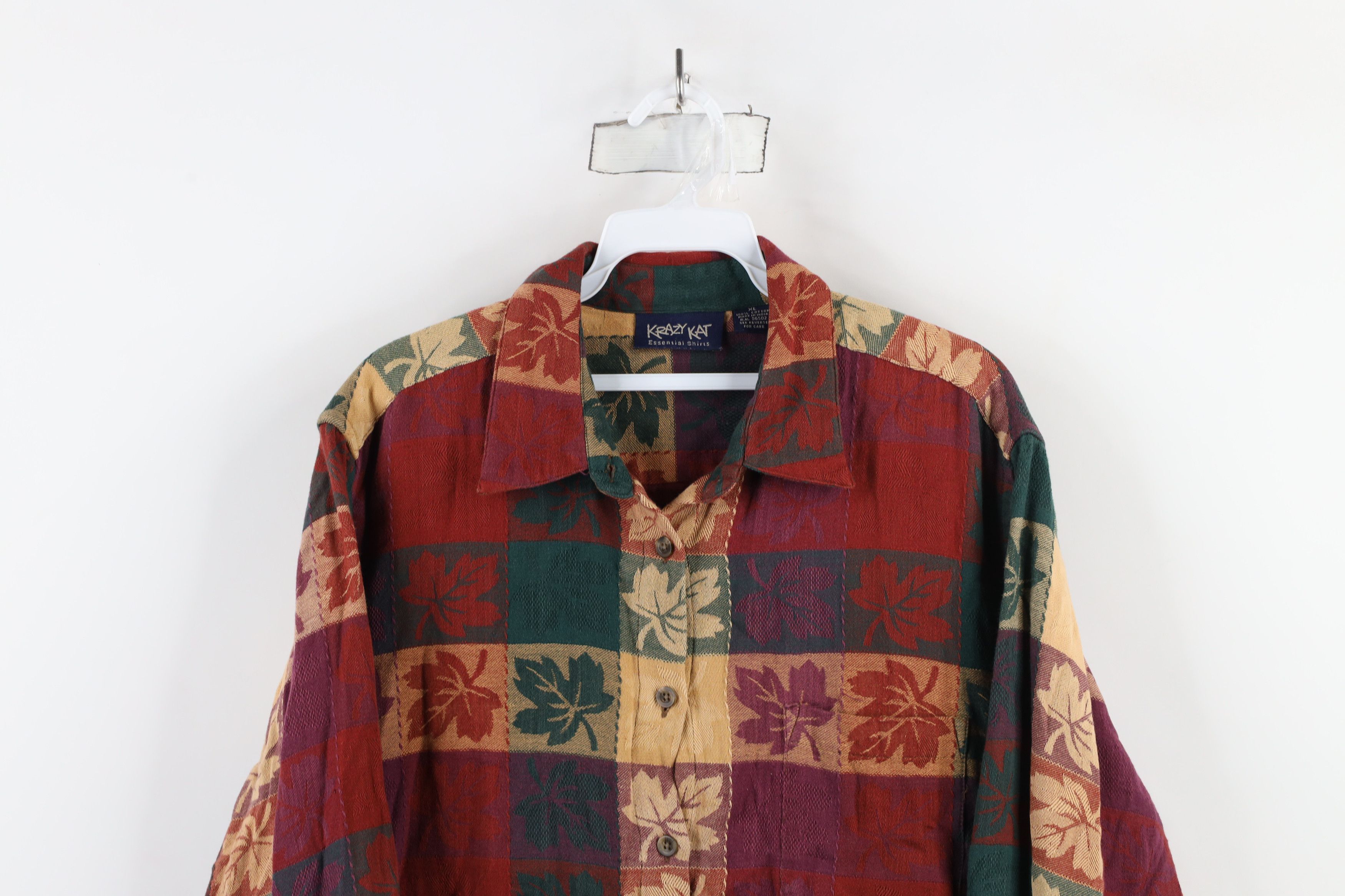 Vintage Vintage 90s Streetwear Checkered Nature Leaf Button Shirt Size XL / US 12-14 / IT 48-50 - 2 Thumbnail