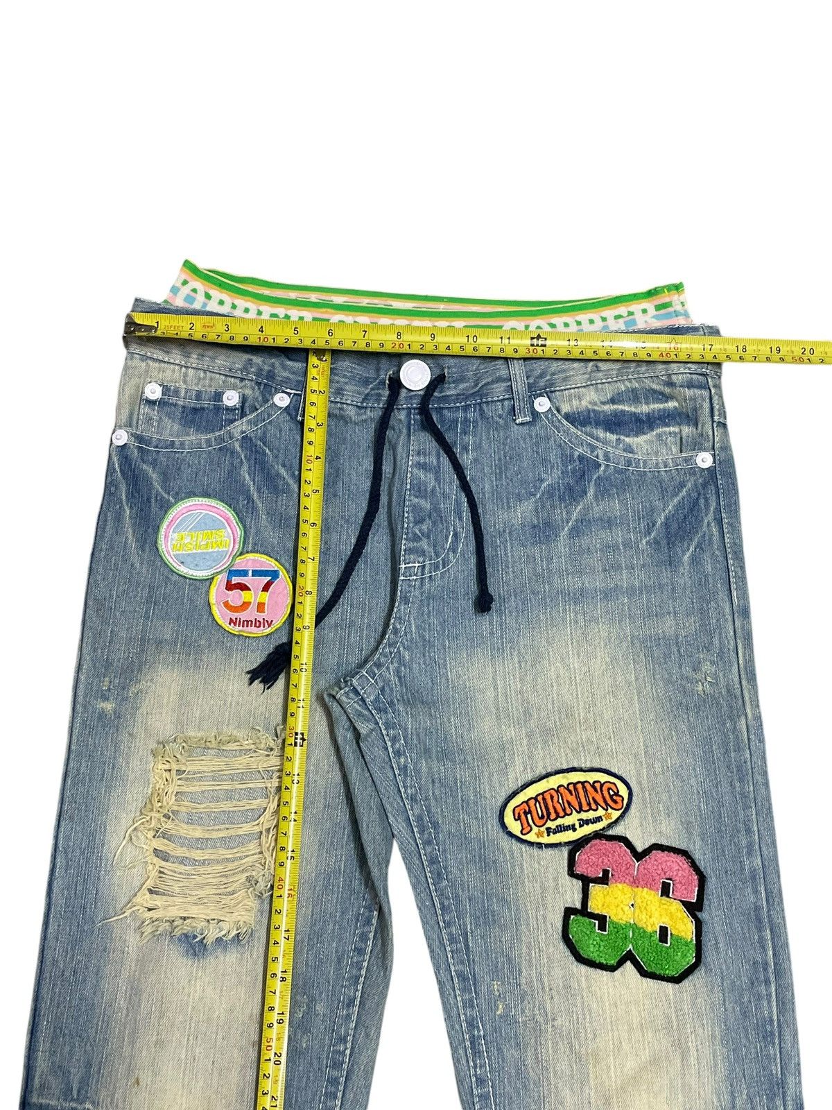 Japanese Brand Vintage Y2K Japanese Funky Patches Distressed Jogger Jeans Size 33" - 12 Thumbnail