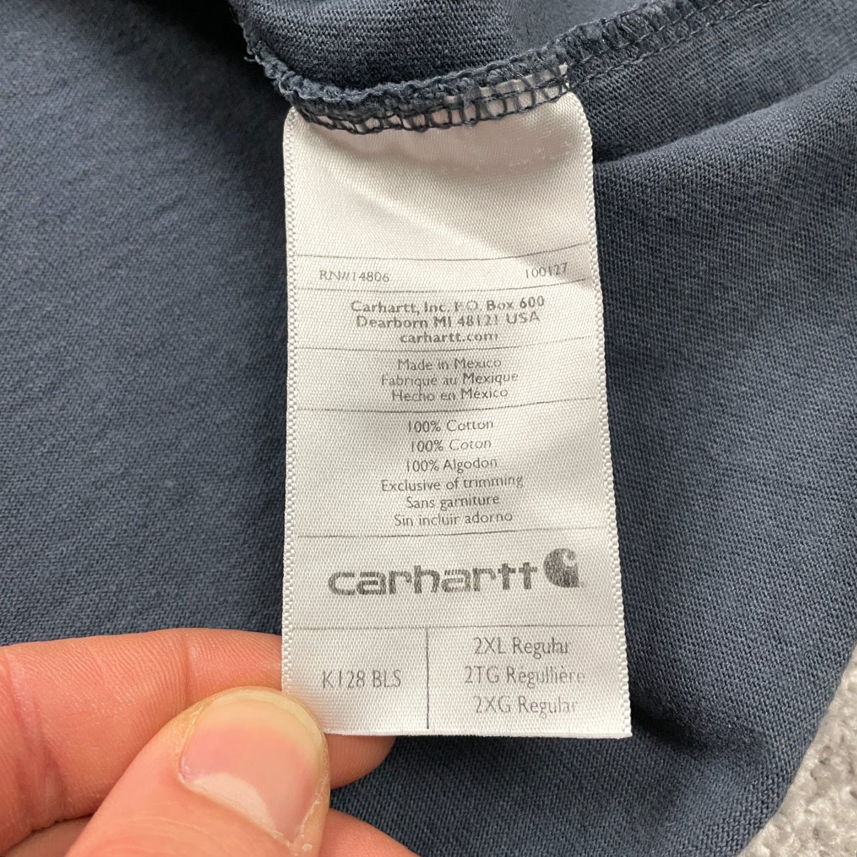 Carhartt VINTAGE Carhartt K128 Regular T-Shirt Mens 2XL Blue Crew Neck Pocket Tee Long Sleeve Casual Size US XXL / EU 58 / 5 - 5 Thumbnail