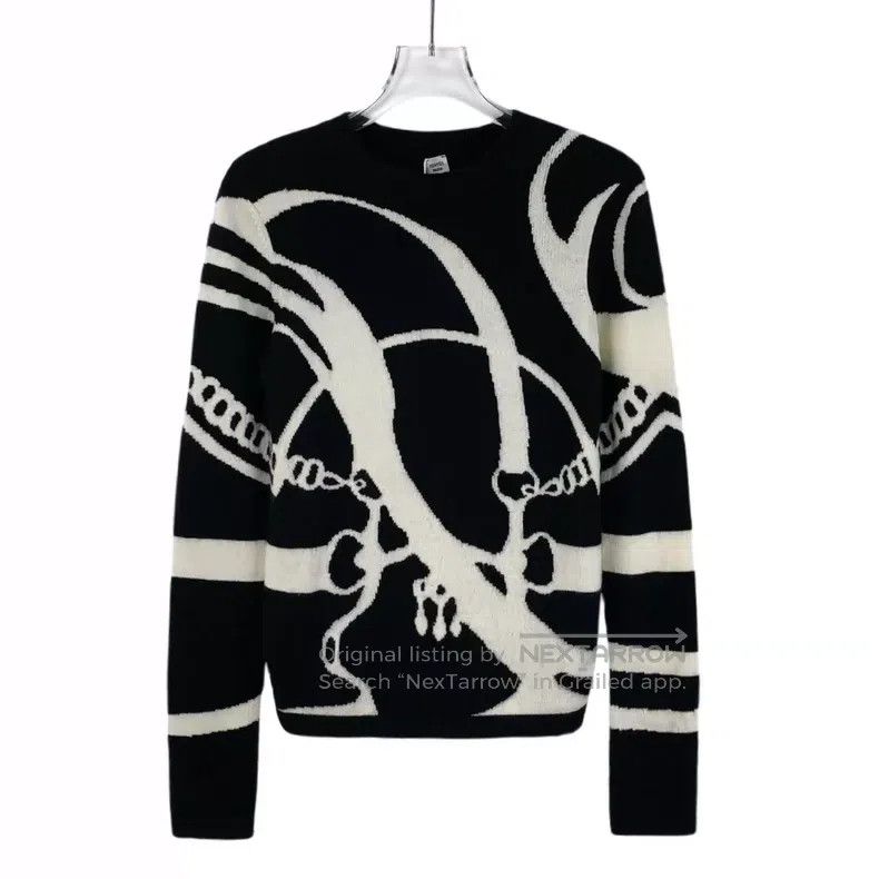 Hermes Hermes Black Pattern Jacquard Round Neck Long Sleeve Knitt Size XS / US 0-2 / IT 36-38 - 1 Thumbnail