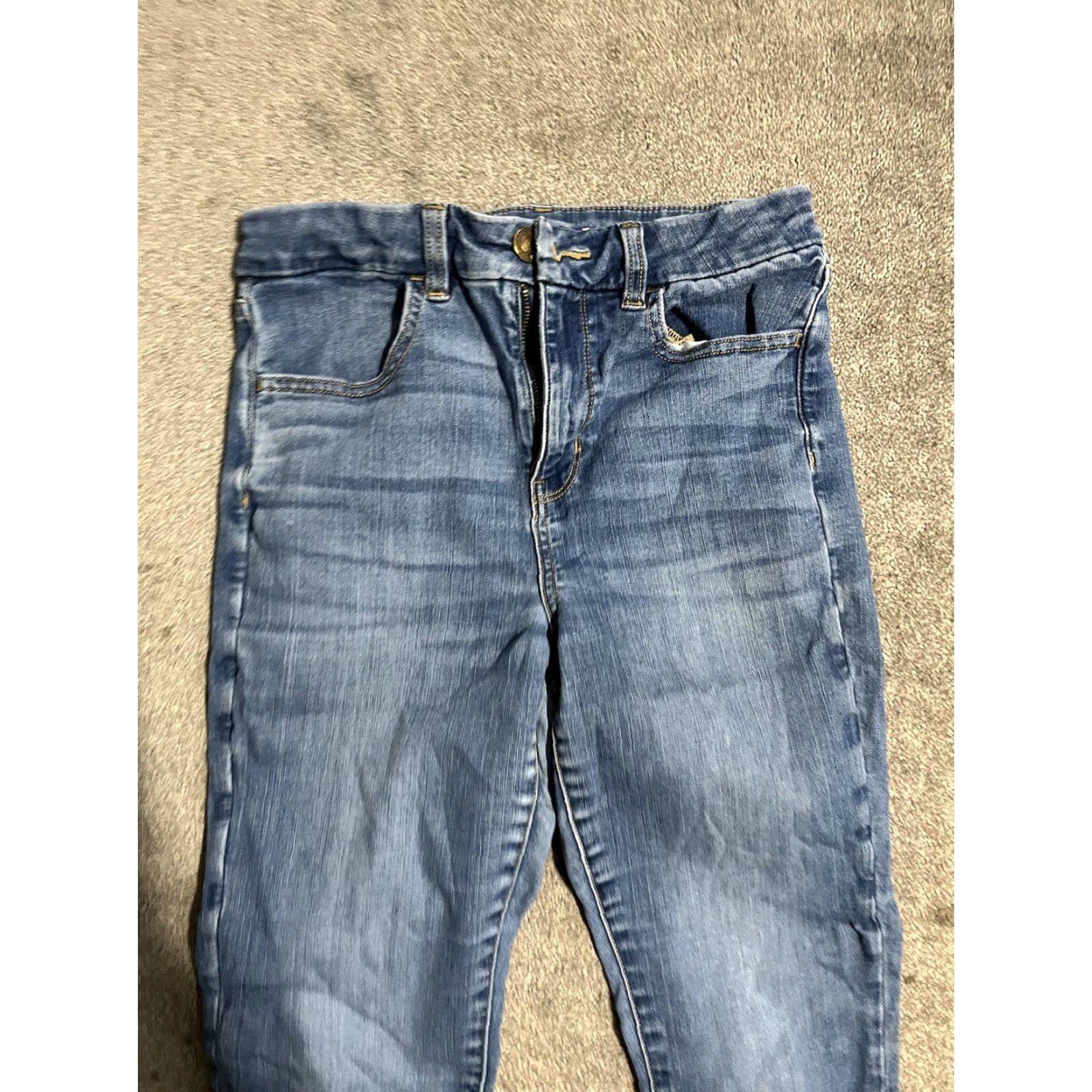 American Eagle Outfitters American Eagle Jeans Womens 4 Short Blue Curvy High Rise Jegging Distressed Size 27" / US 4 / IT 40 - 4 Thumbnail