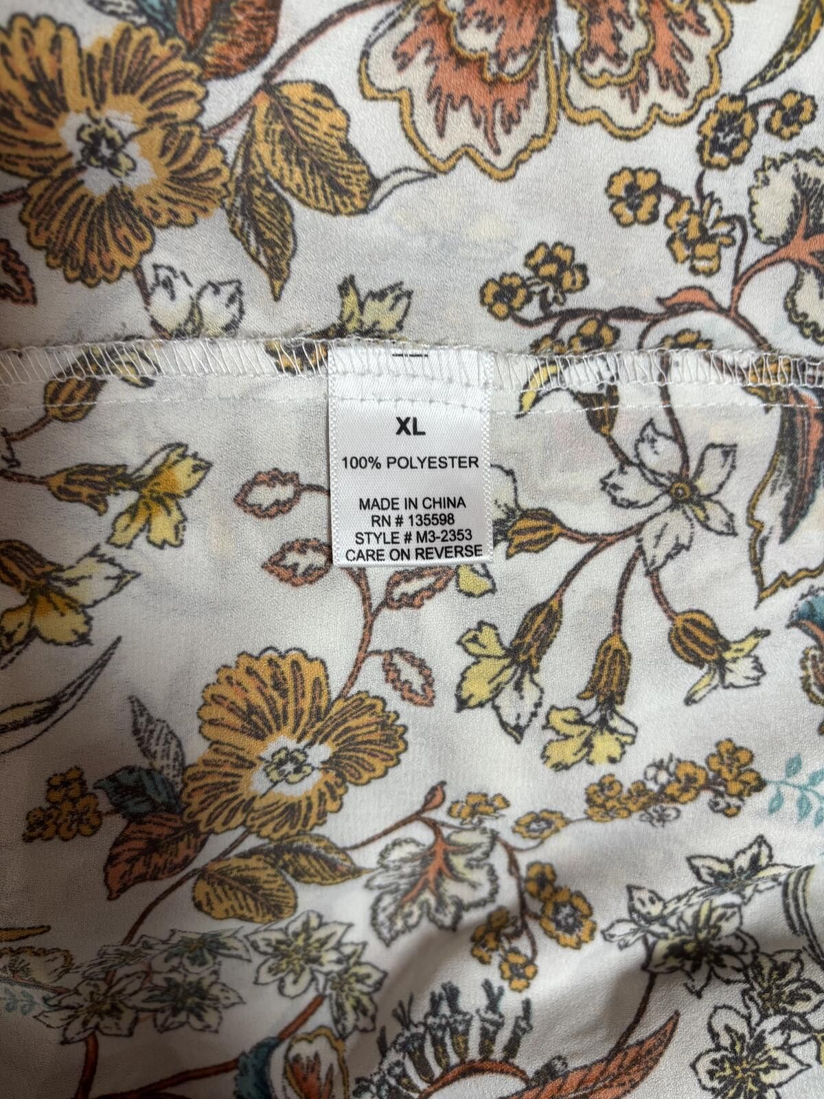 J.Crew Boho Coastal Cottagecore Floral Bell Sleeve Blouse Peasant. Size XL / US 12-14 / IT 48-50 - 9 Thumbnail