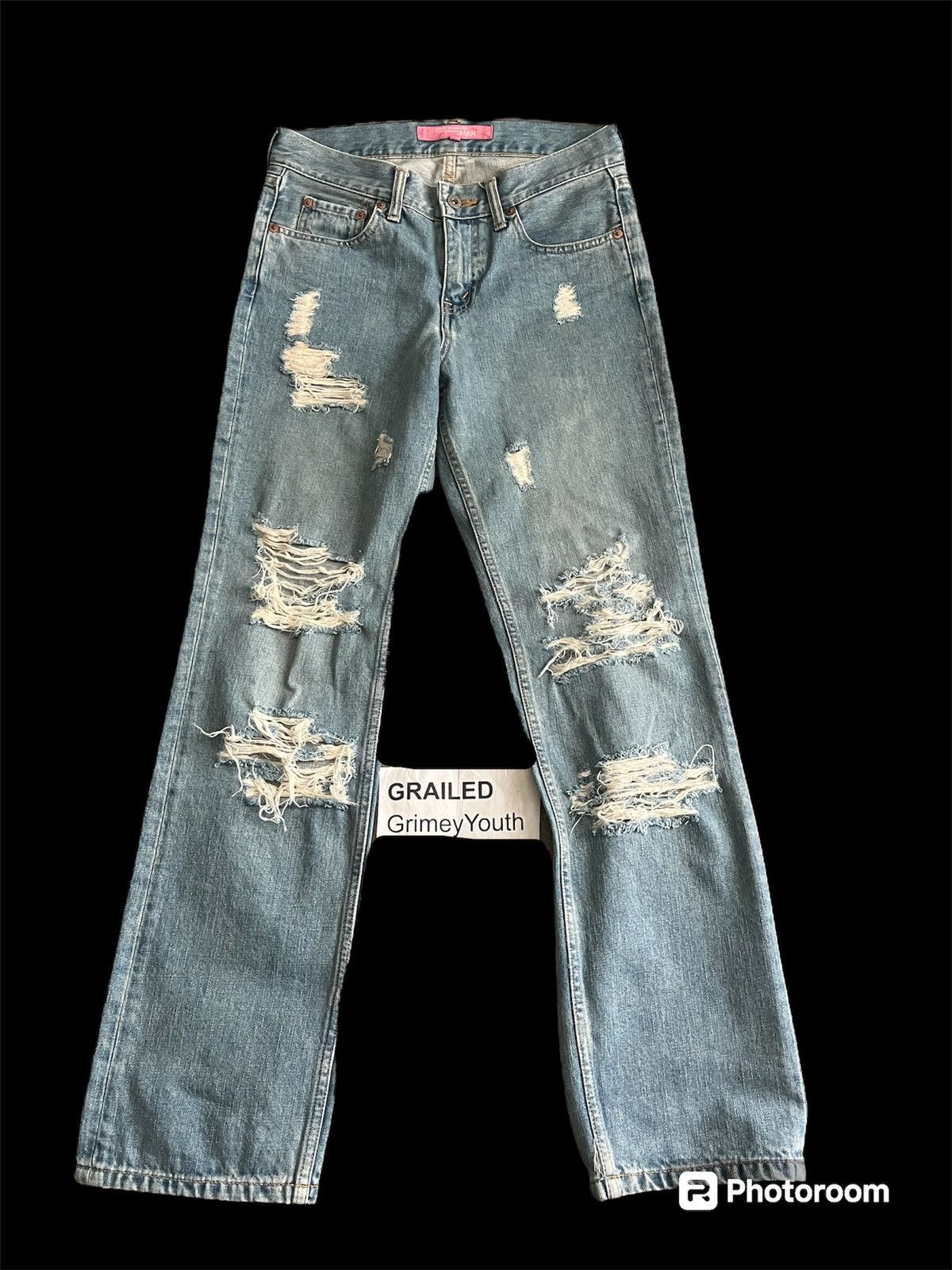 Pre-owned Comme Des Garcons X Junya Watanabe Aw04 Junya Watanabe Crash Denim Jeans Thrashed In Blue