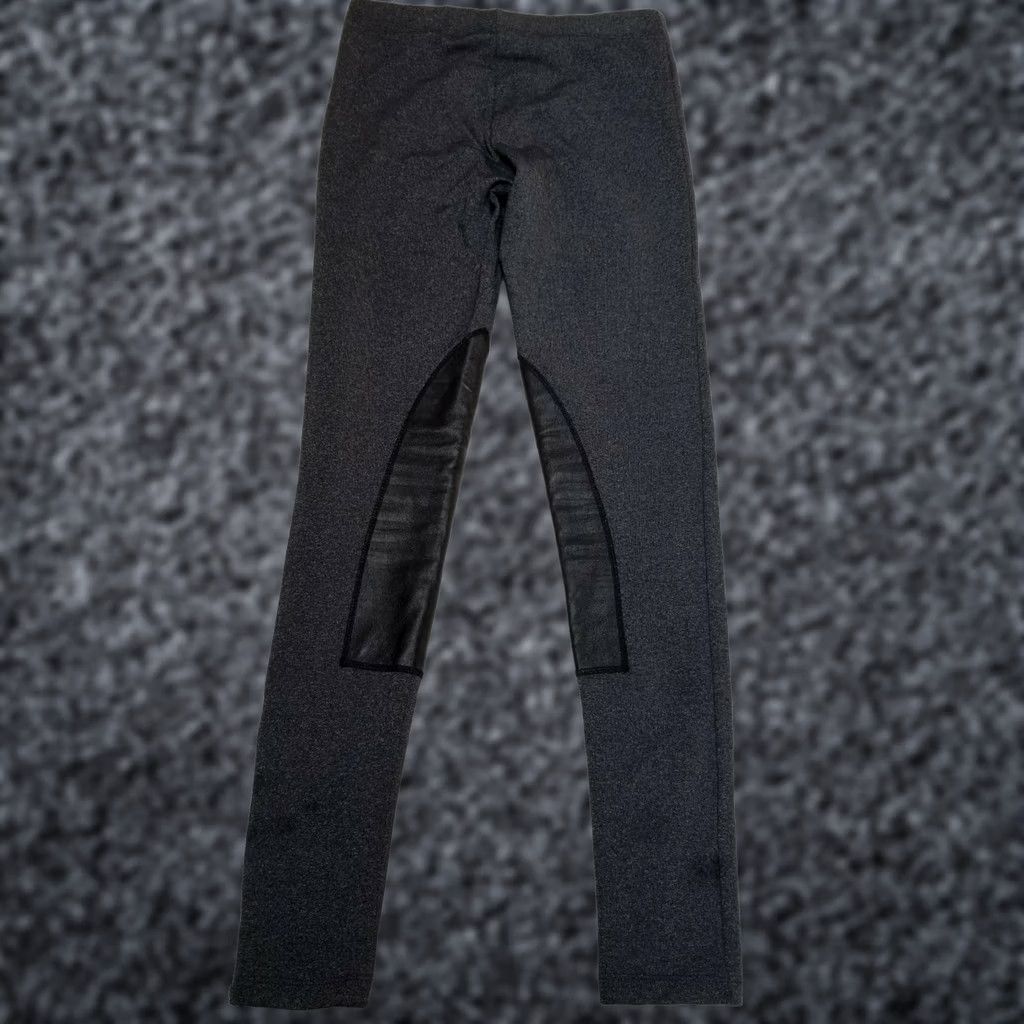 Vintage David Lerner Leggings Women XS Leather Leg Patch Gray Nylon/Spandex Yoga Pants Mid Rise Size 26" / US 2 / IT 38 - 1 Thumbnail