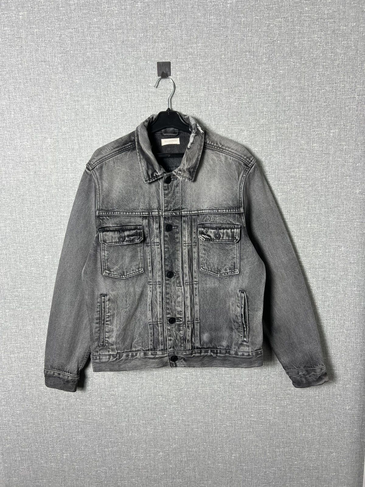 All Saints Bohmer Distressed Denim Jean Jacket Size M
