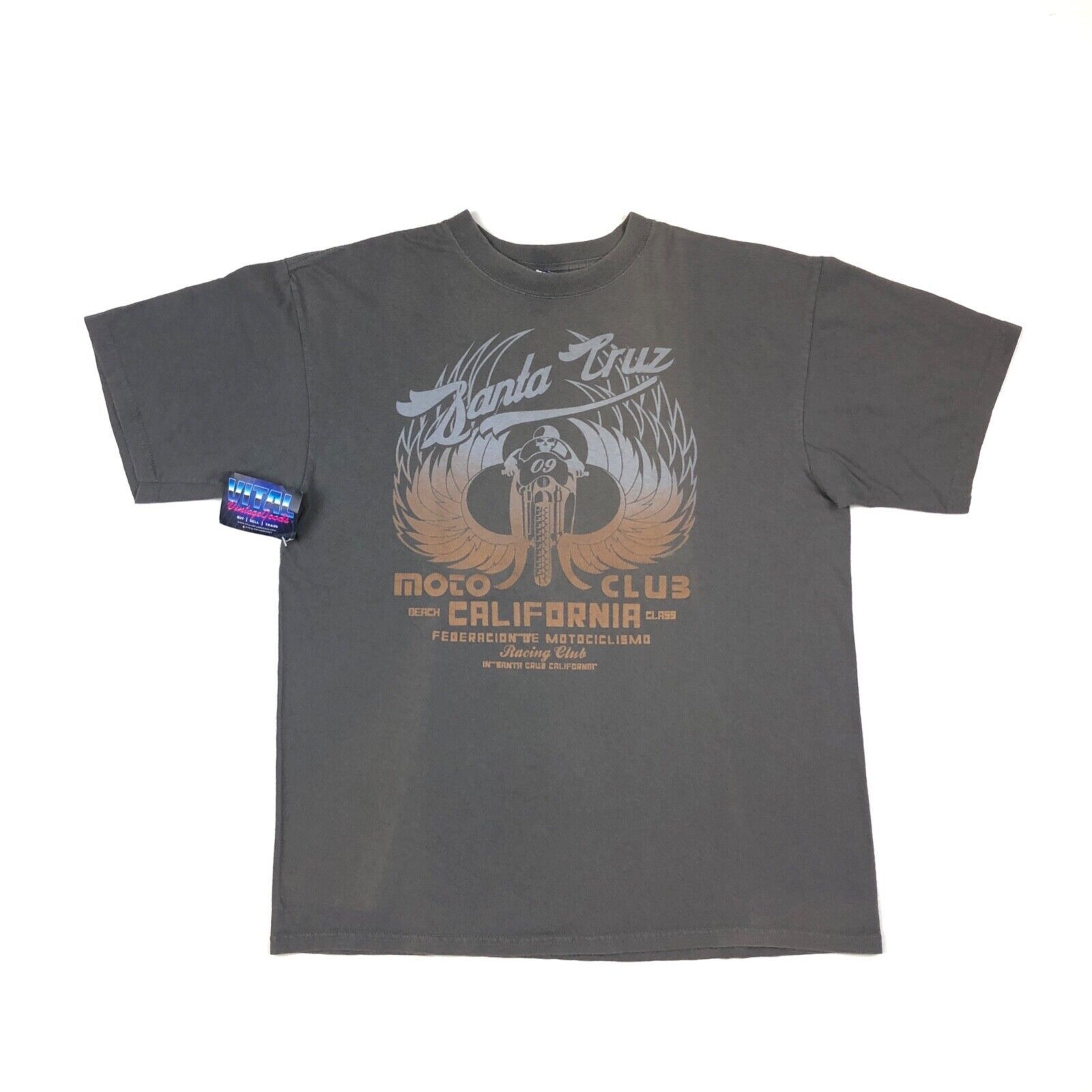Vintage Santa Cruz Moto Club California Racing Tee T Shirt Gray Size US L / EU 52-54 / 3 - 1 Thumbnail