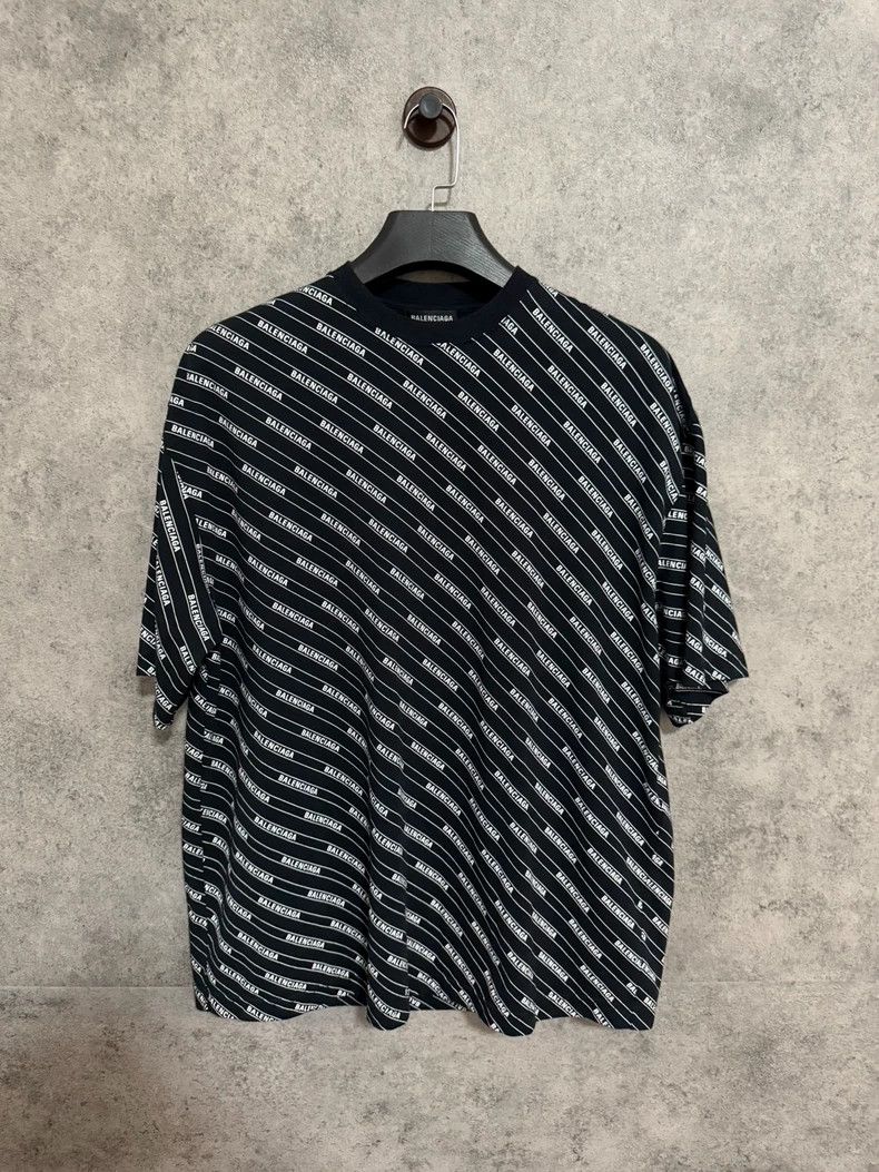 Balenciaga Balenciaga Black and white twill short sleeve T-shirt with Size US L / EU 52-54 / 3 - 1 Thumbnail