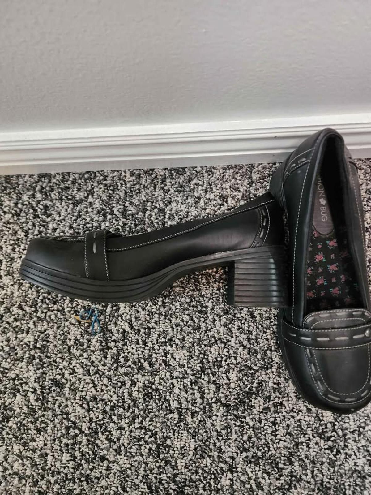 Other Black Low Heel Loafers with Contrast Stitching Size US 9.5 / IT 39.5 - 2 Thumbnail