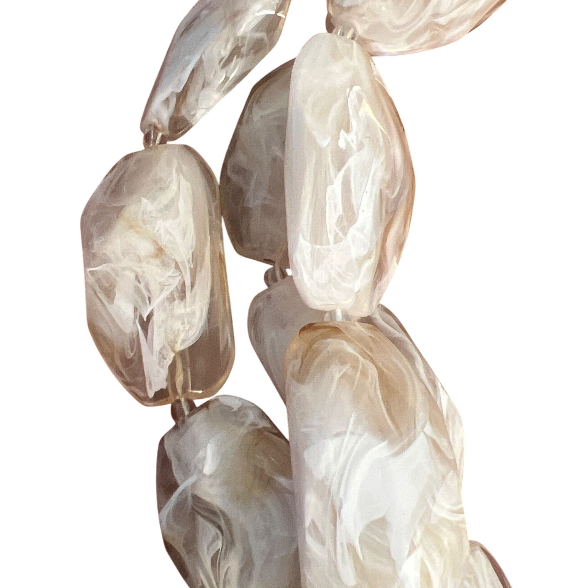 Other Vintage 3 Strand Chunky Acrylic Bead Necklace Marble Look Ma Size ONE SIZE - 3 Thumbnail
