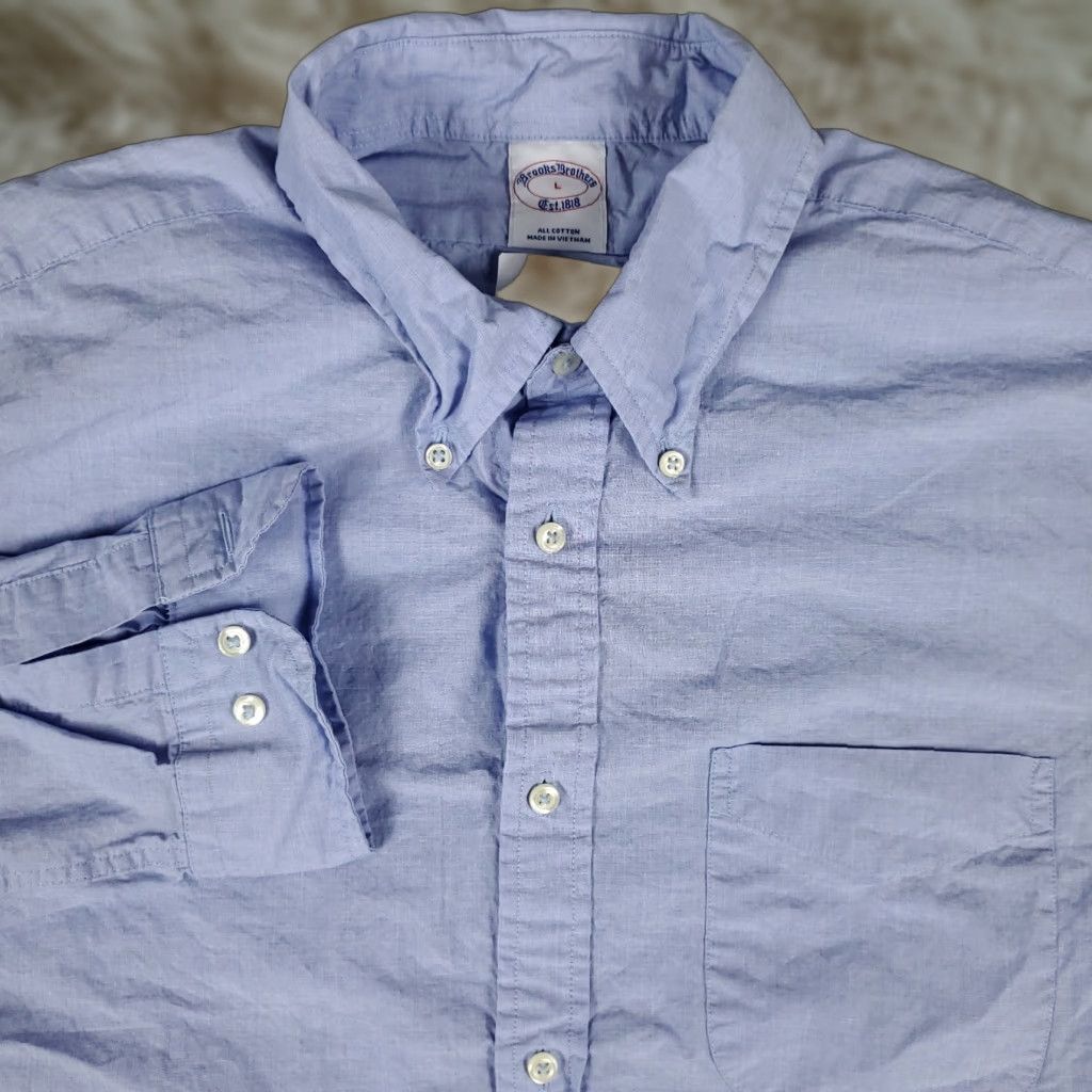 Brooks Brothers Brooks Brothers Shirt Mens Large Blue Casual Button Up Long Sleeve Size US L / EU 52-54 / 3 - 1 Thumbnail