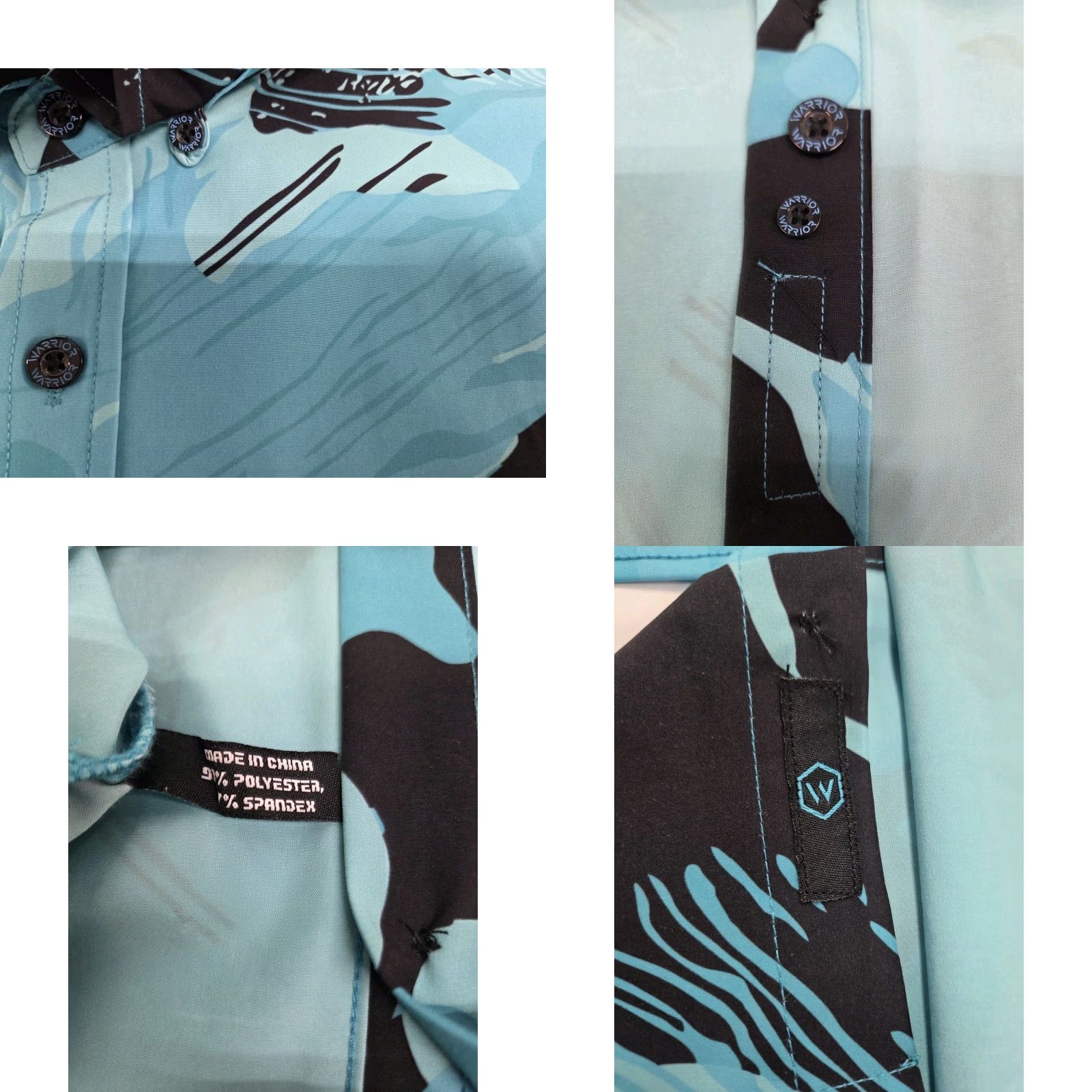 Vintage Warrior Mens Short Sleeve Button Up Shirt Illunis Brush Stroke Blue/Black L Button-Down Collar 44in Chest Regular Fit Size US L / EU 52-54 / 3 - 8 Thumbnail